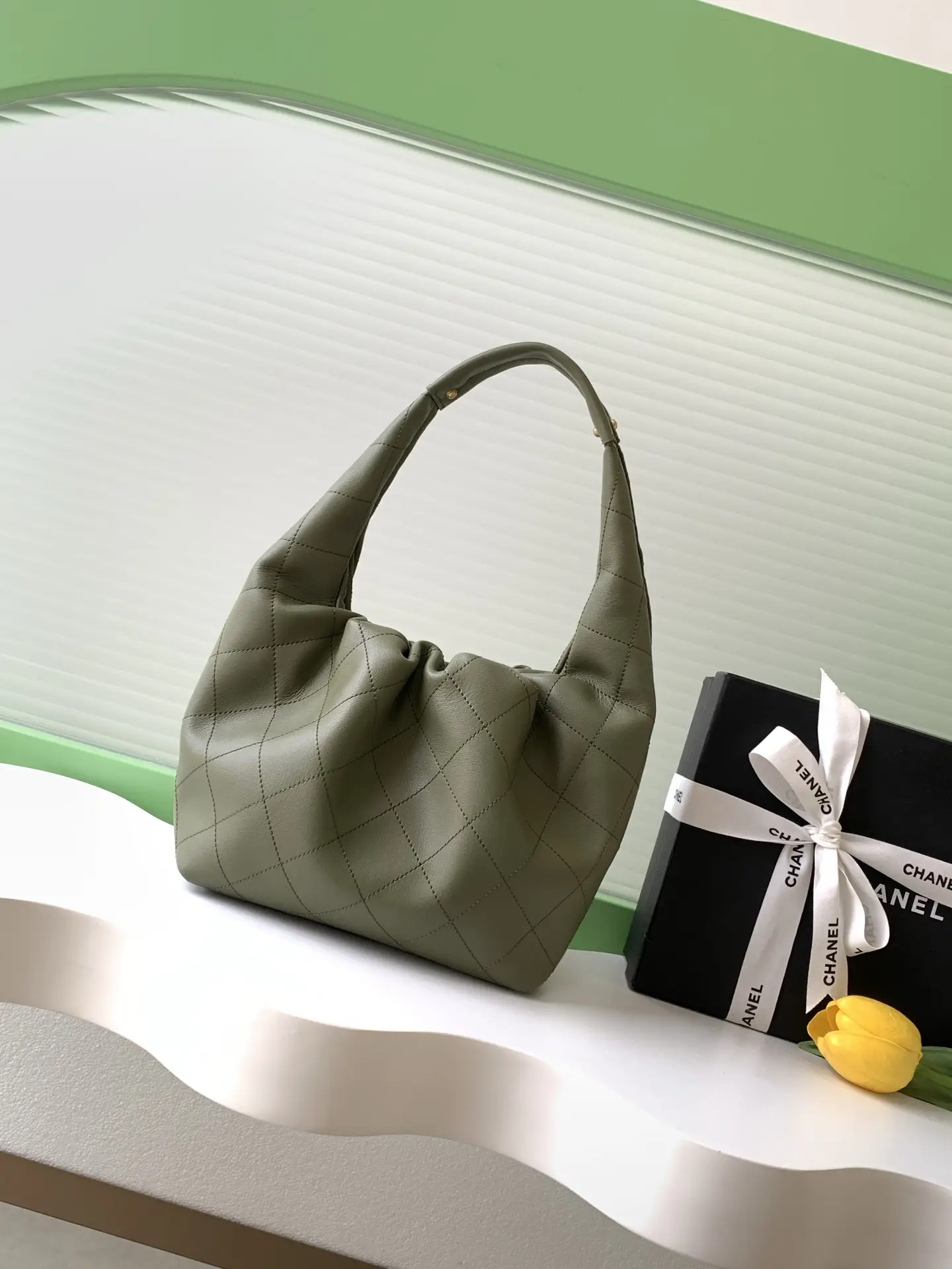 Chanel 26C Hobo Handbag AS5976 Olive Green