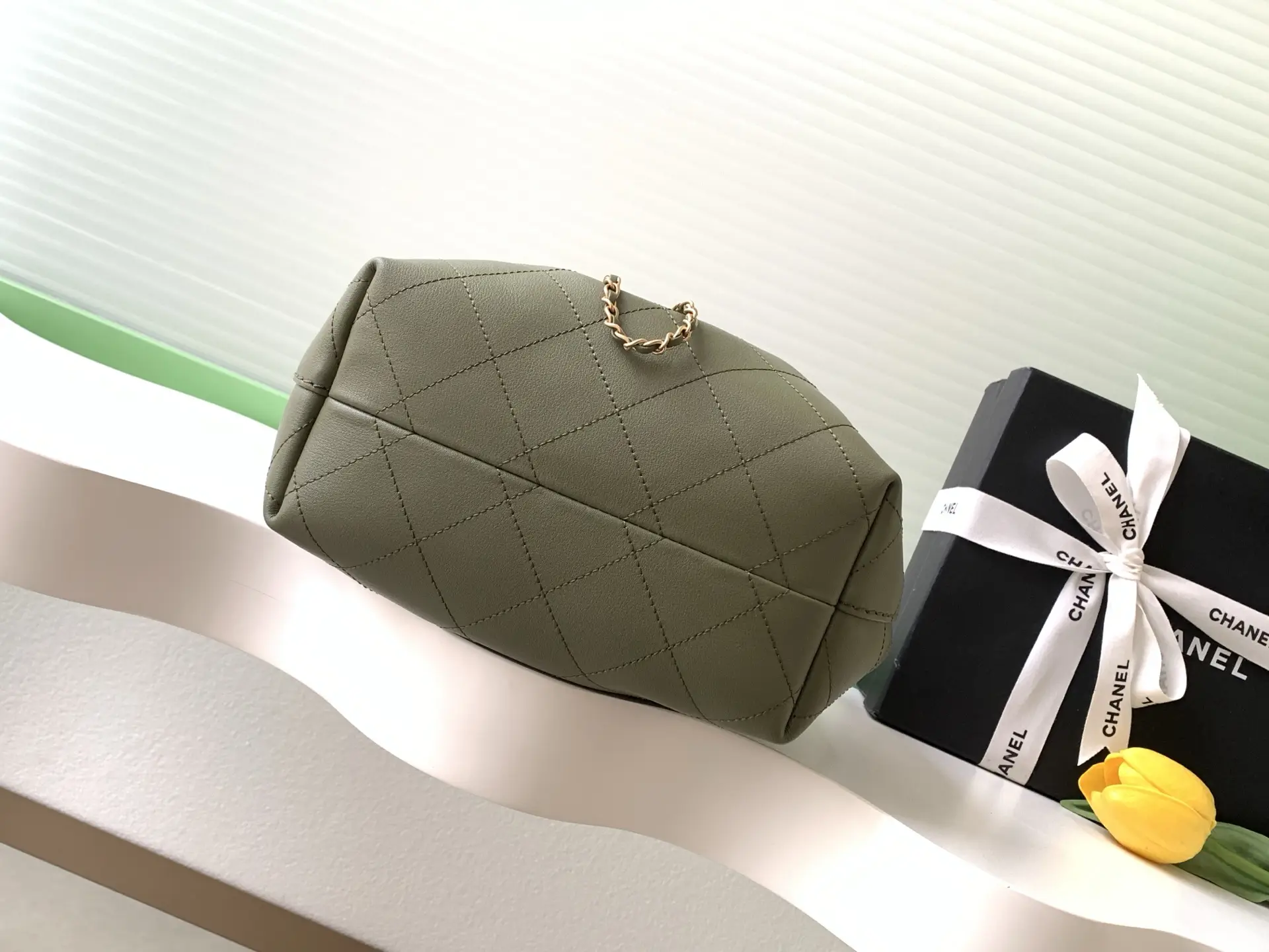 Chanel 26C Hobo Handbag AS5976 Olive Green