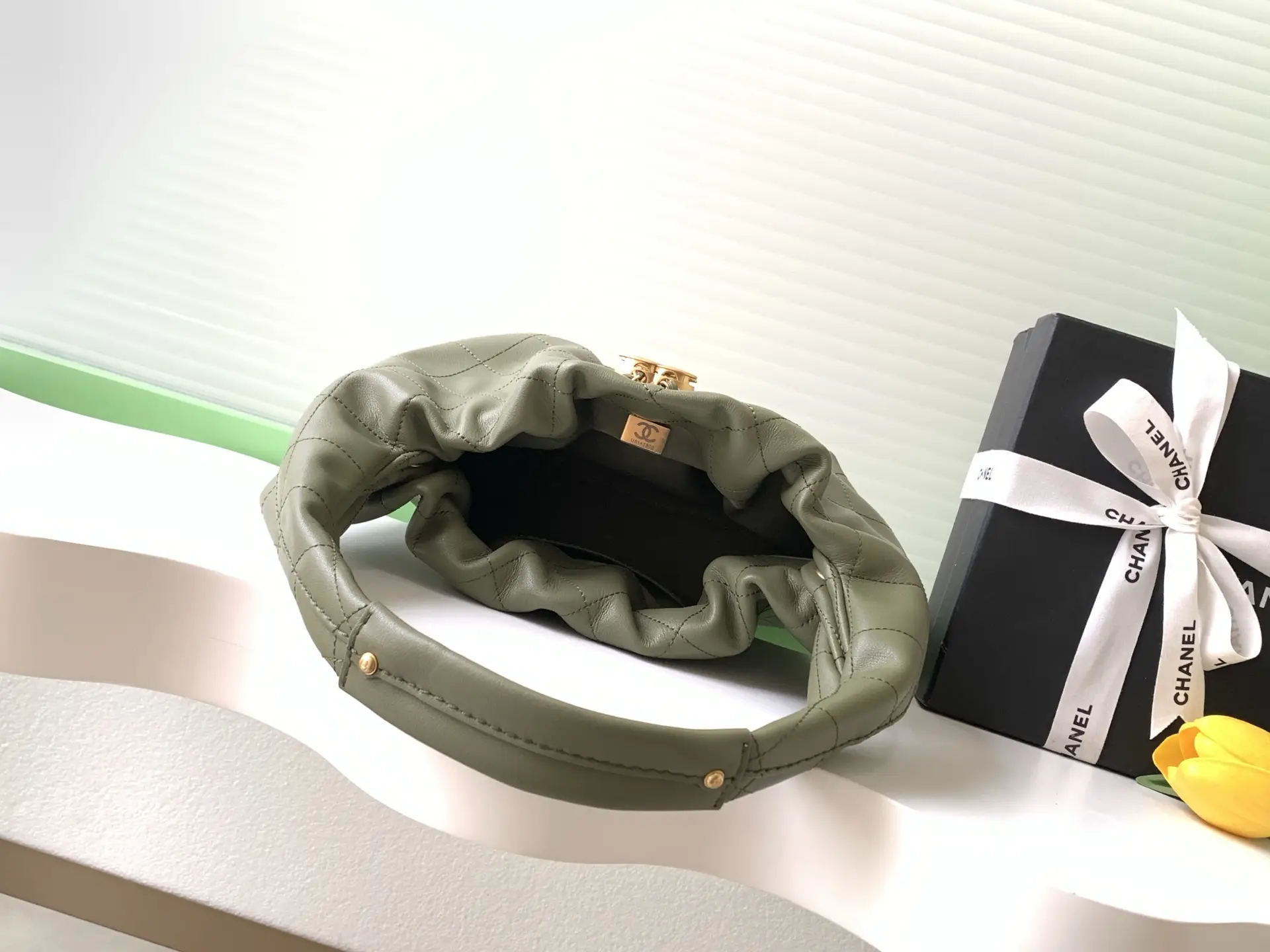 Chanel 26C Hobo Handbag AS5976 Olive Green