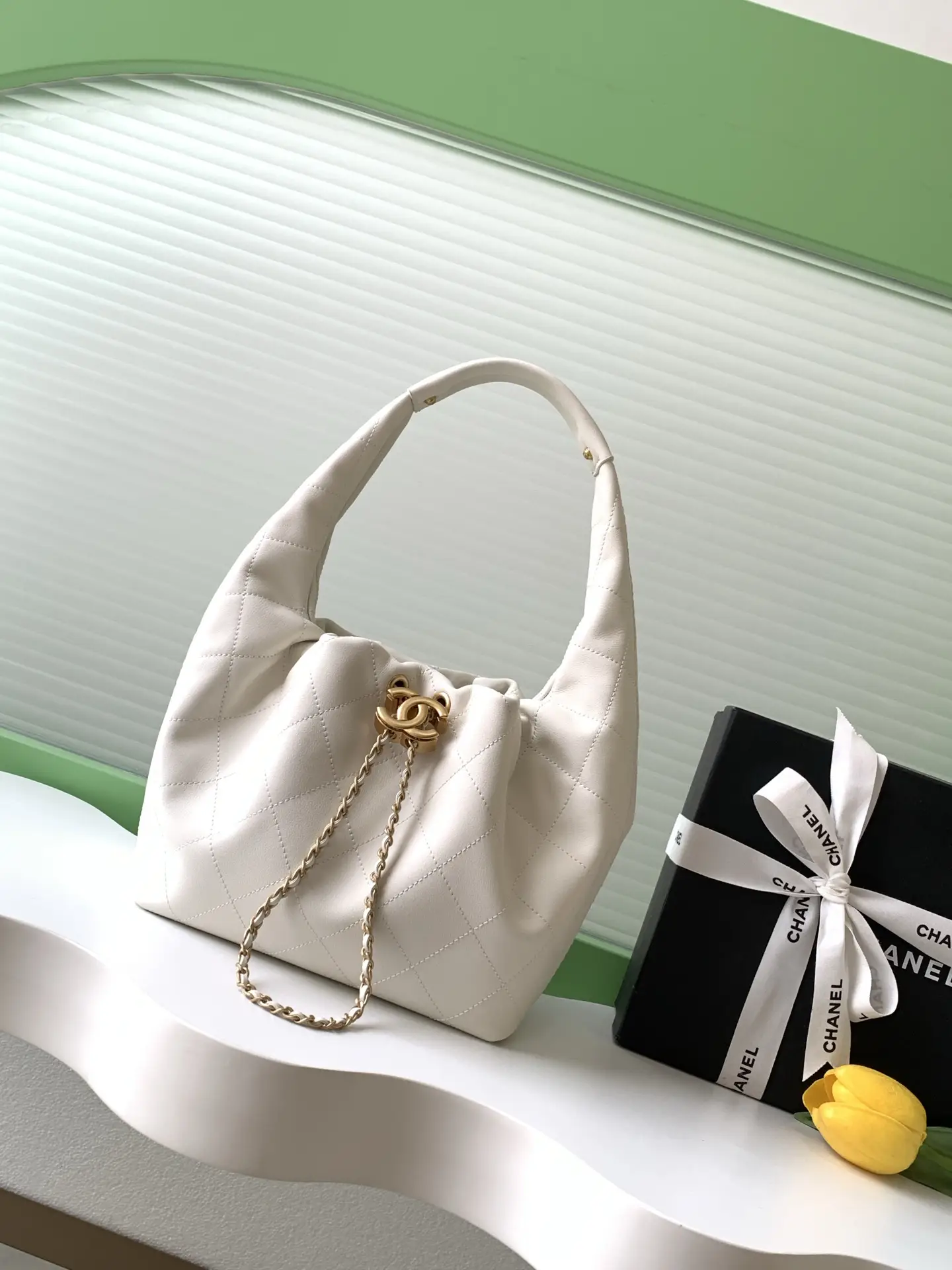 Chanel 26C Hobo Handbag AS5976 White