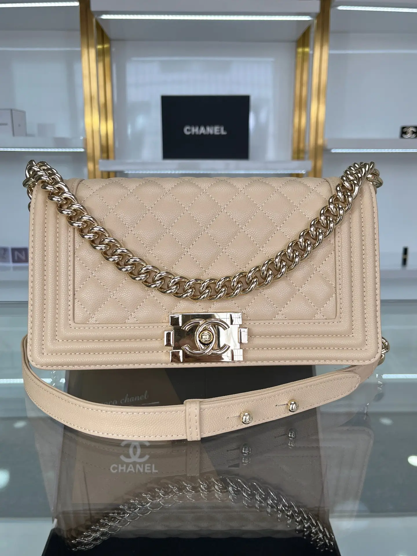Chanel Boy Handbag A67086 Apricot