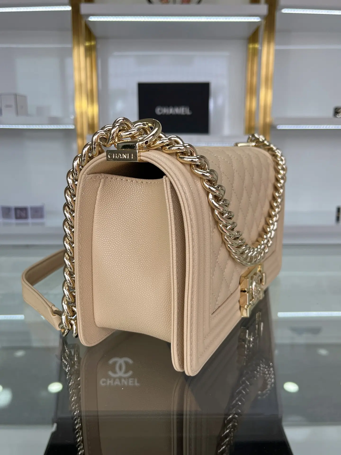 Chanel Boy Handbag A67086 Apricot