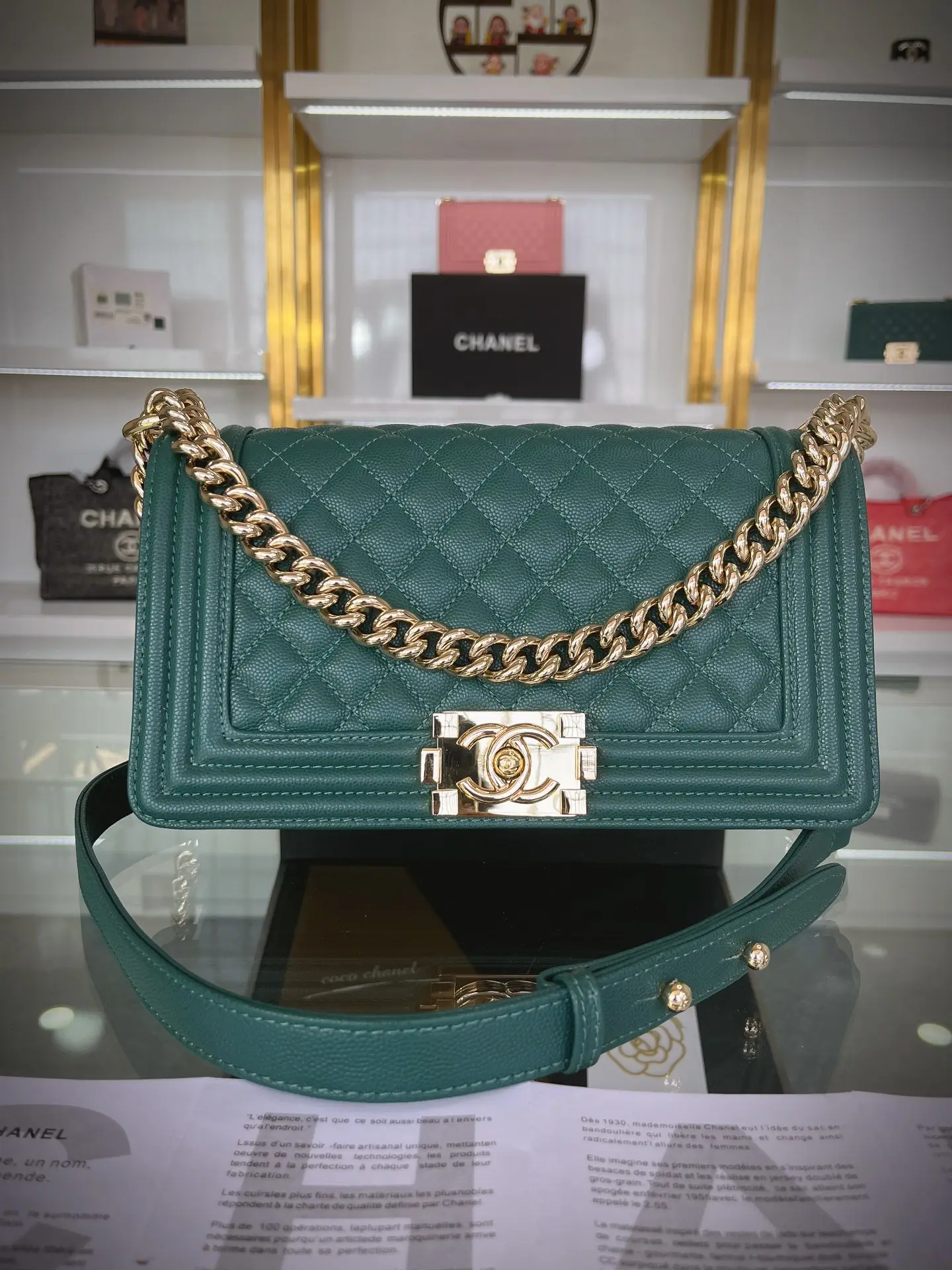 Chanel Boy Handbag A67086 Dark Green
