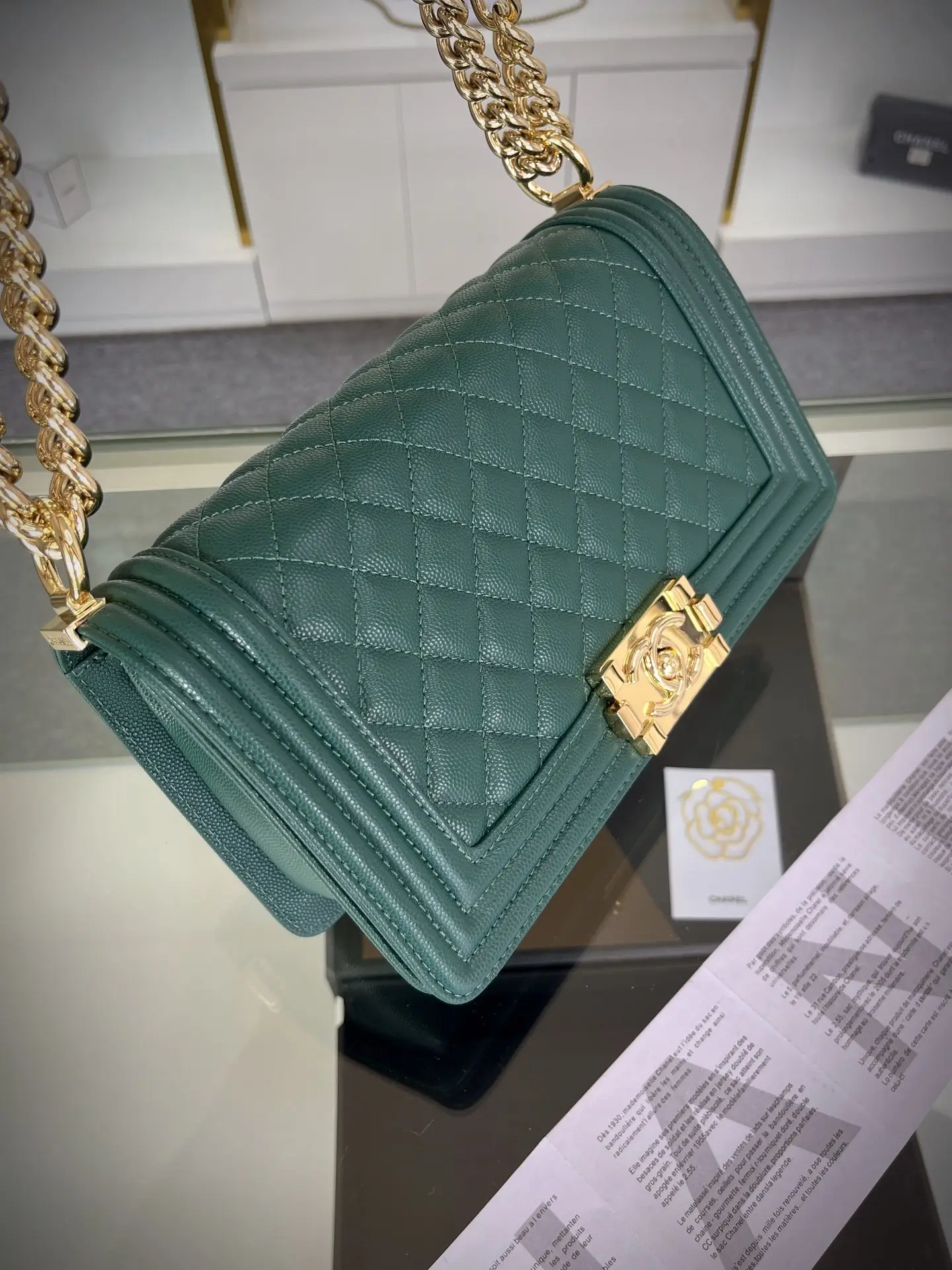 Chanel Boy Handbag A67086 Dark Green