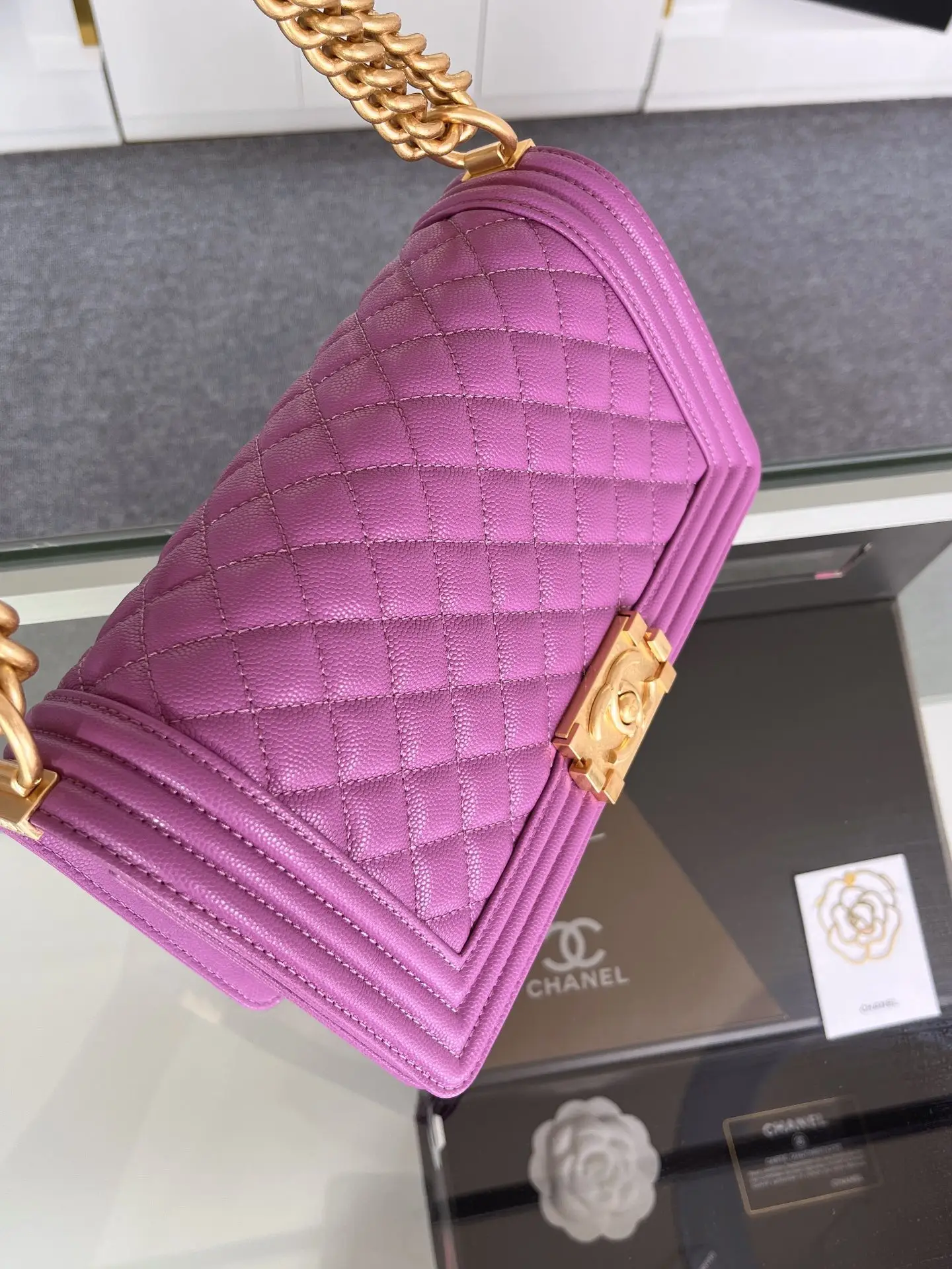 Chanel Boy Handbag A67086 Purple