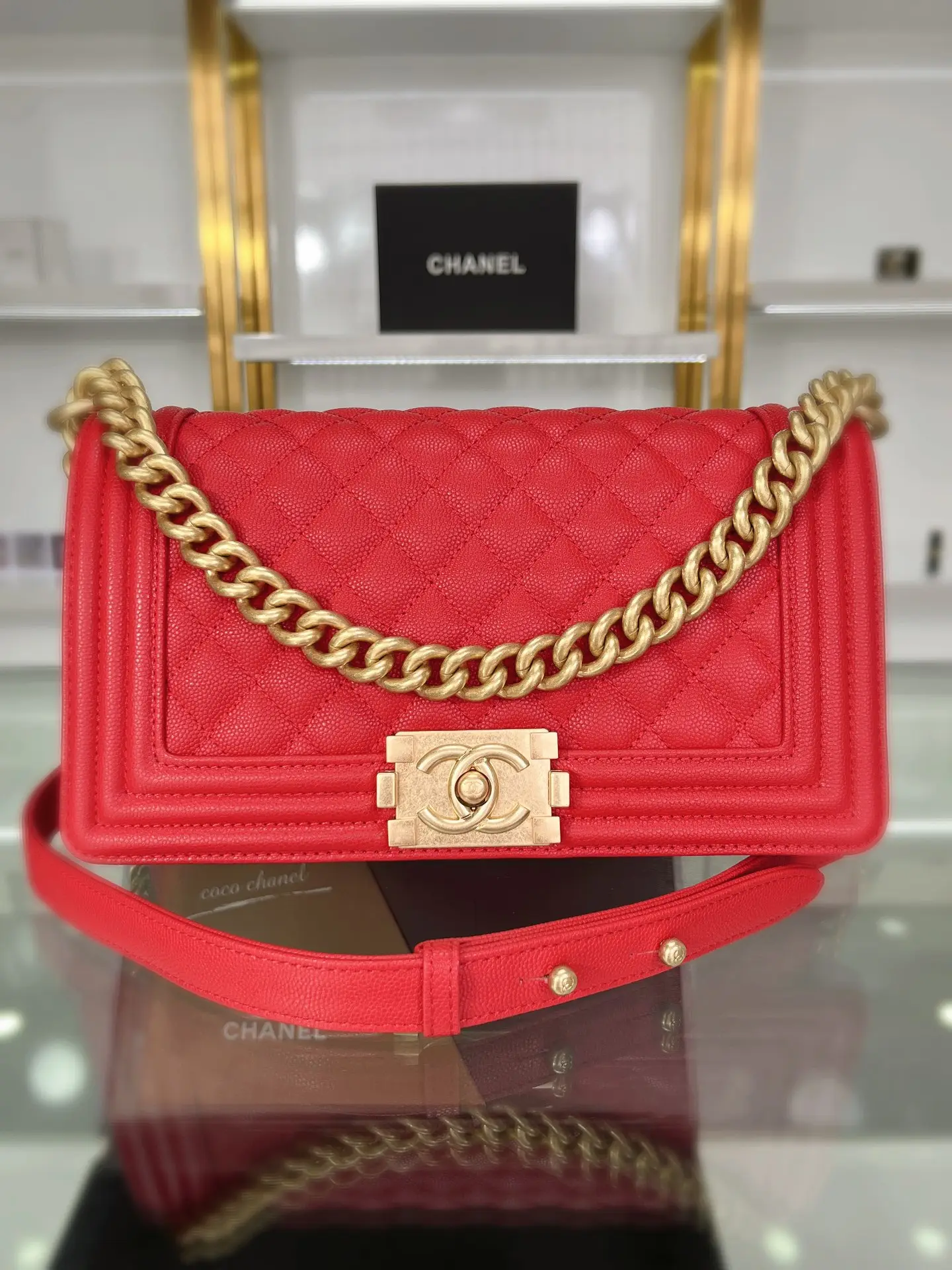 Chanel Boy Handbag A67086 Red