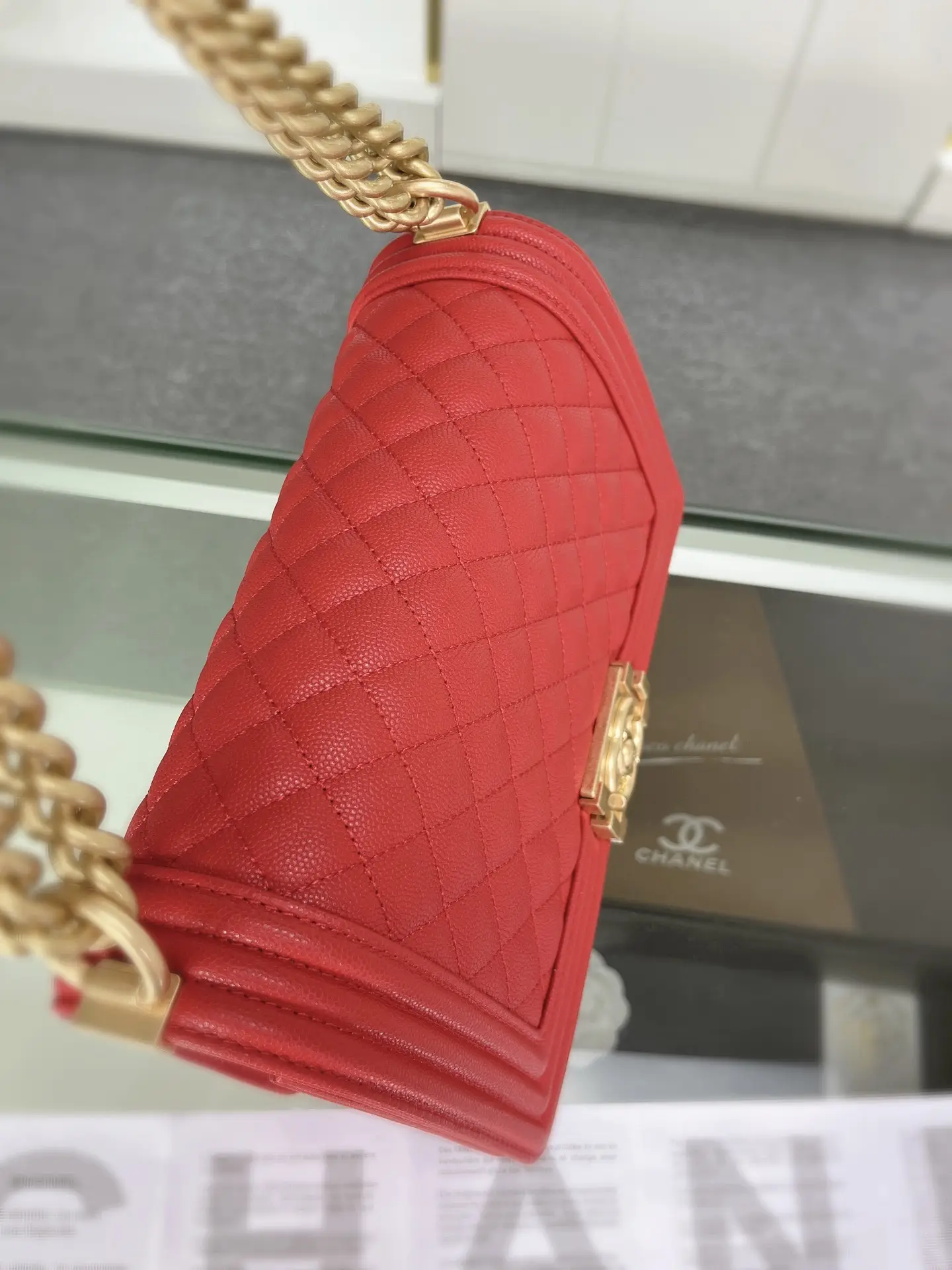 Chanel Boy Handbag A67086 Red