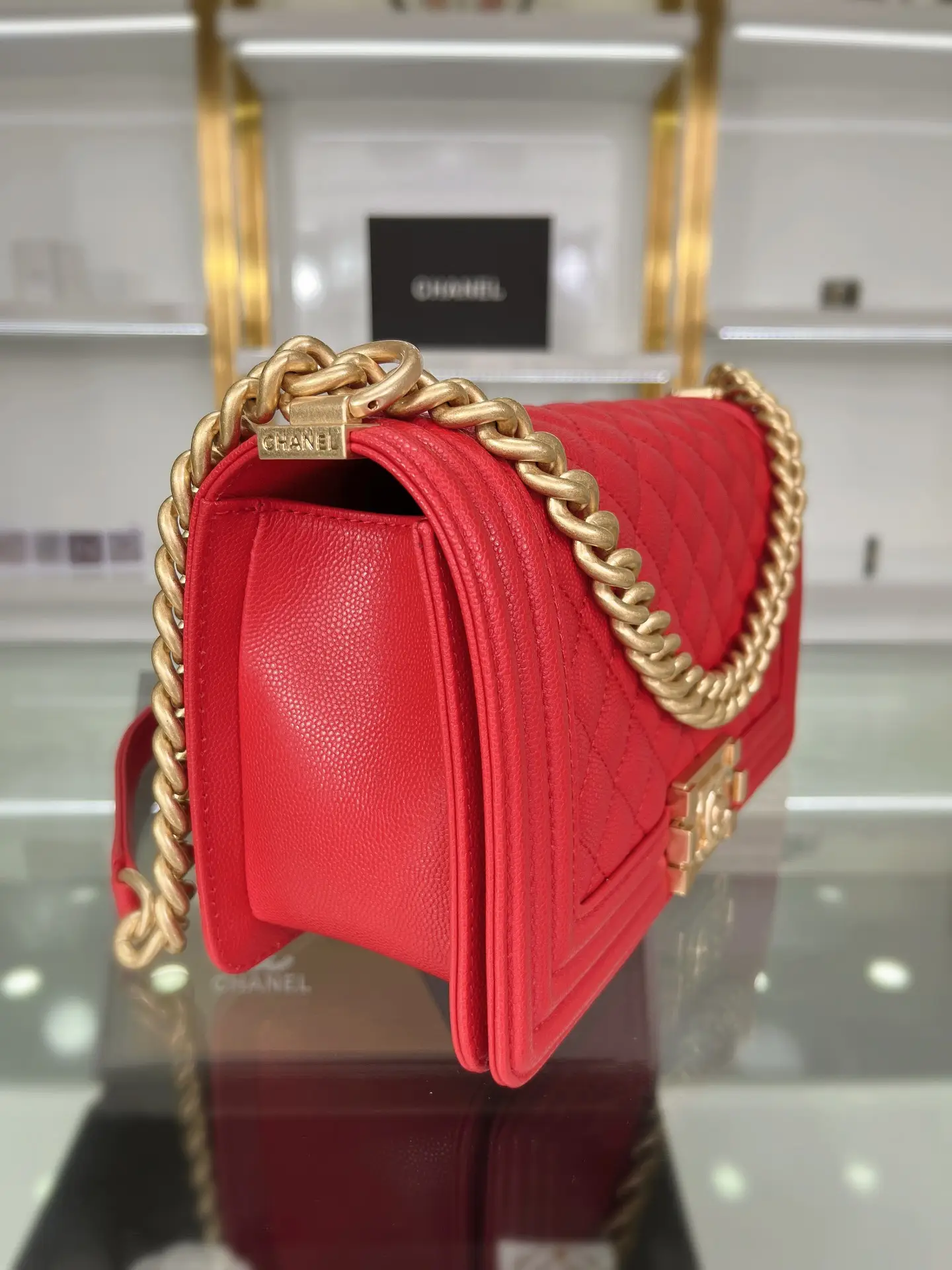 Chanel Boy Handbag A67086 Red