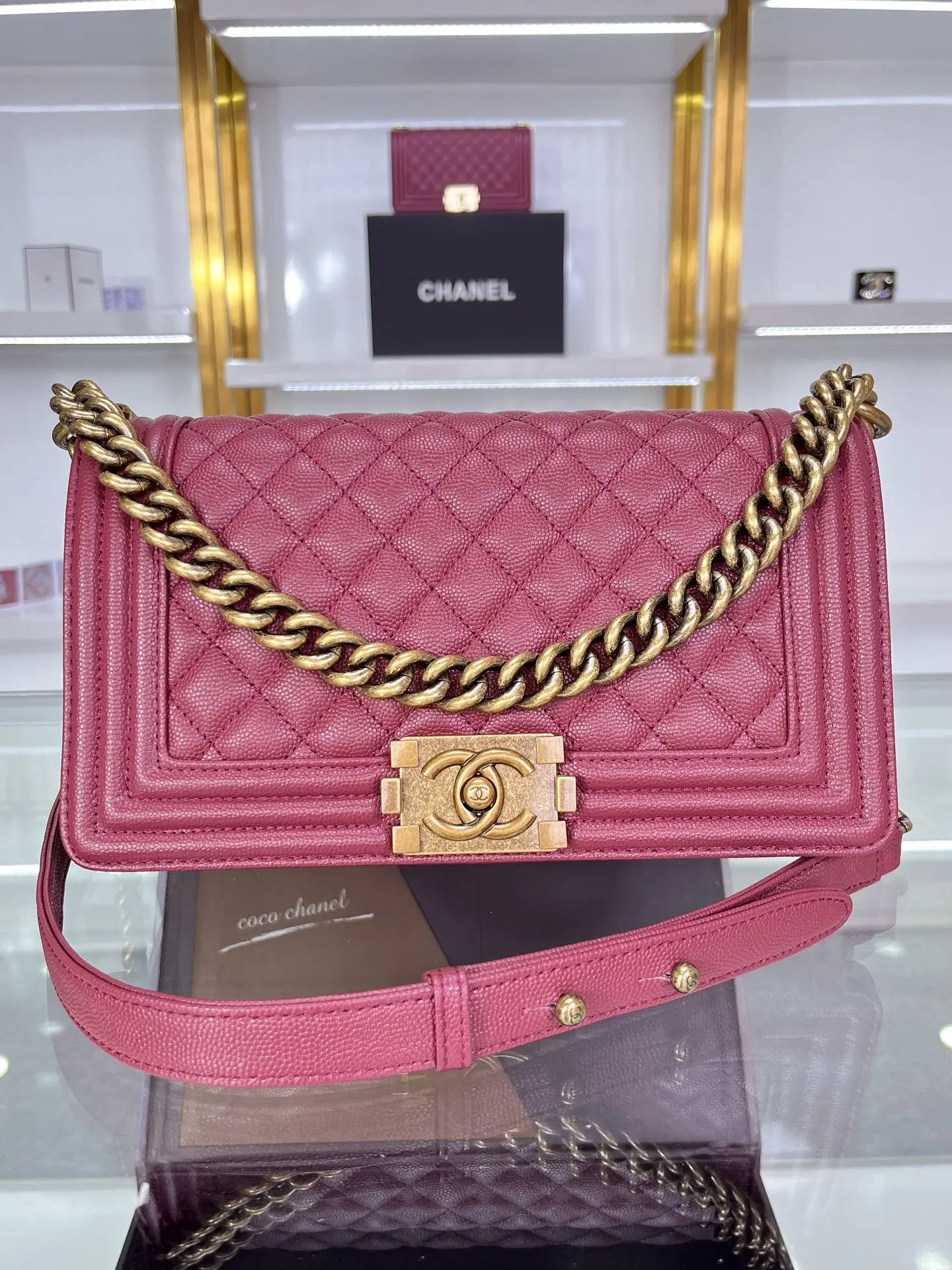 Chanel Boy Handbag A67086 Rose Red