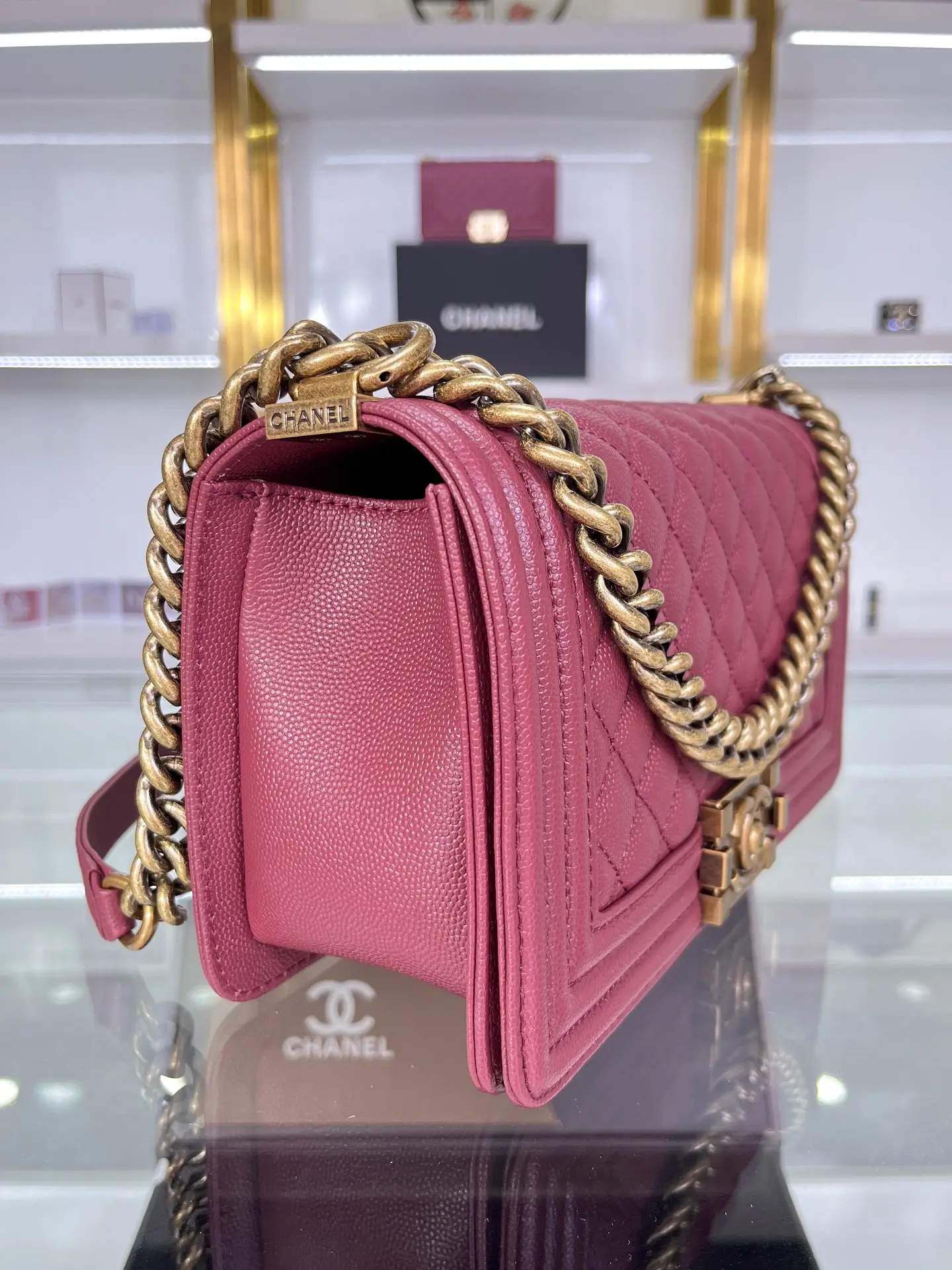Chanel Boy Handbag A67086 Rose Red