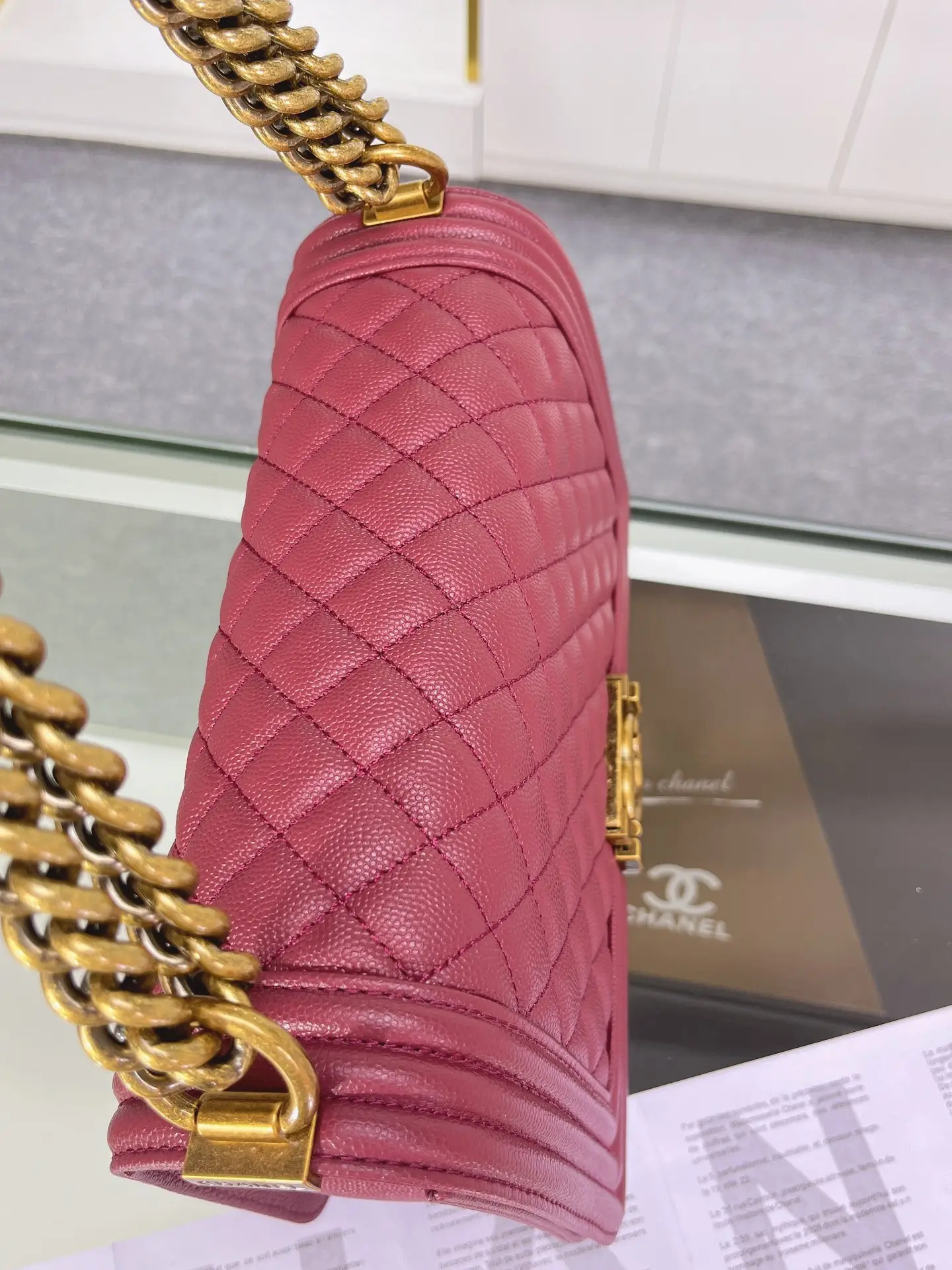 Chanel Boy Handbag A67086 Rose Red