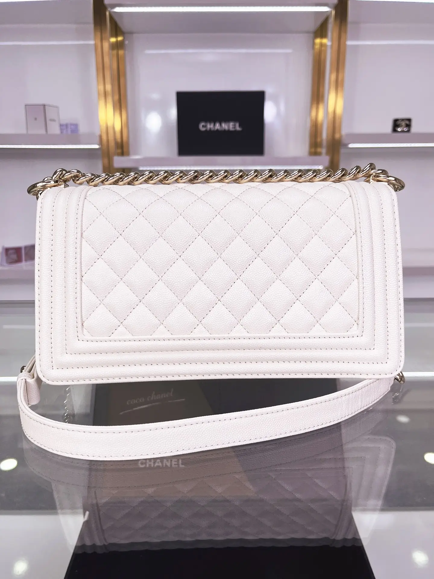 Chanel Boy Handbag A67086 White