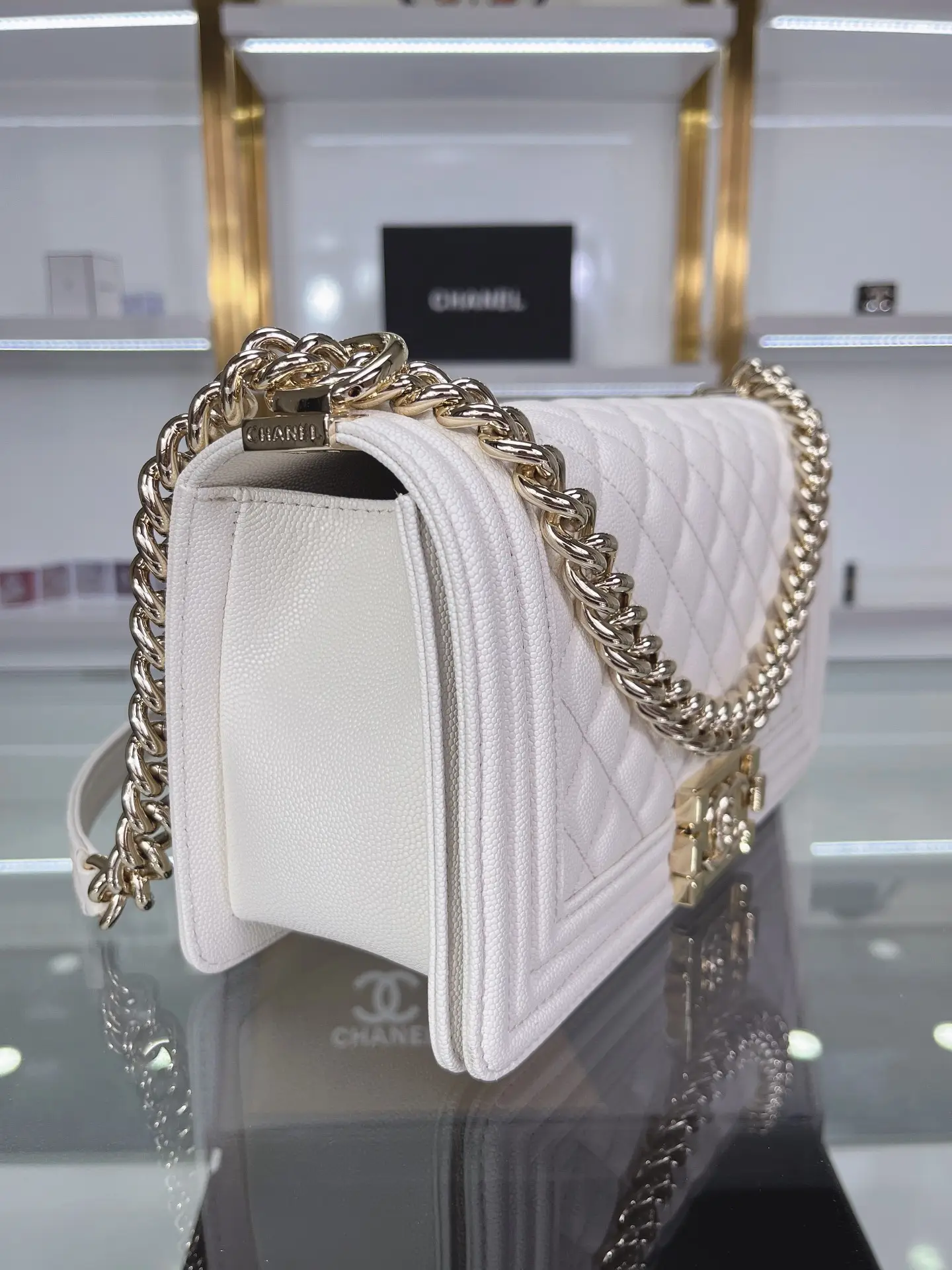 Chanel Boy Handbag A67086 White