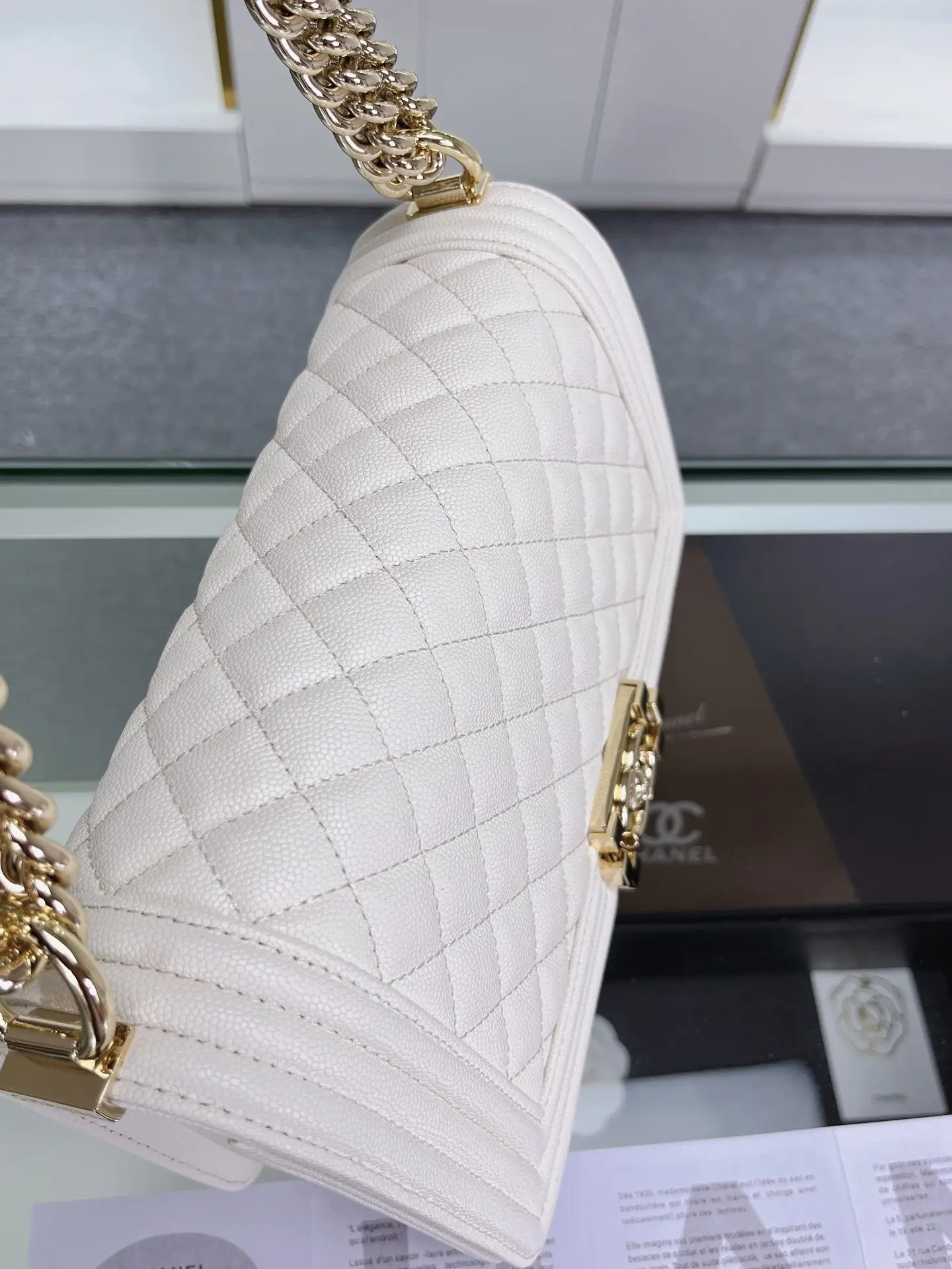 Chanel Boy Handbag A67086 White