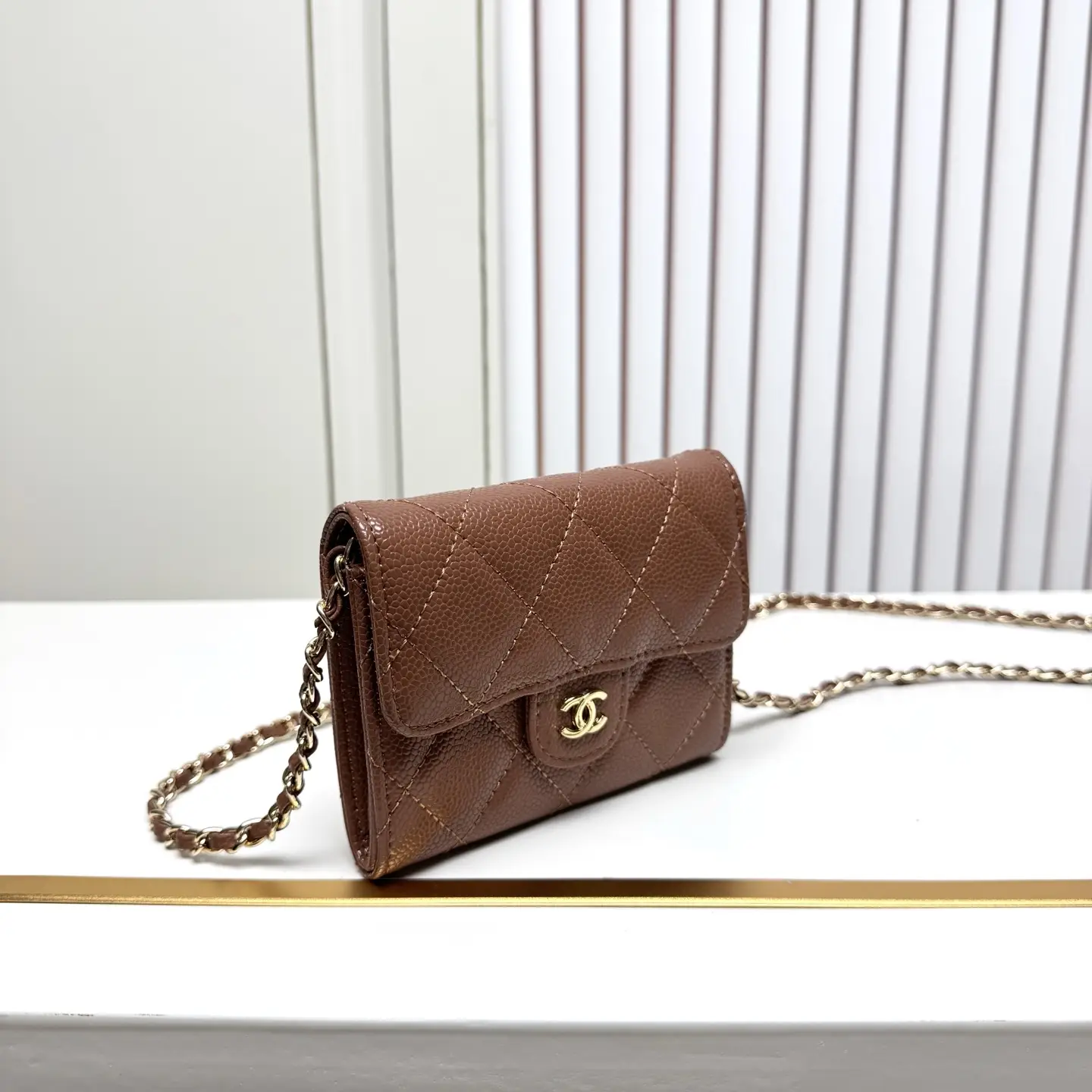 Chanel Chain Wallet Brown