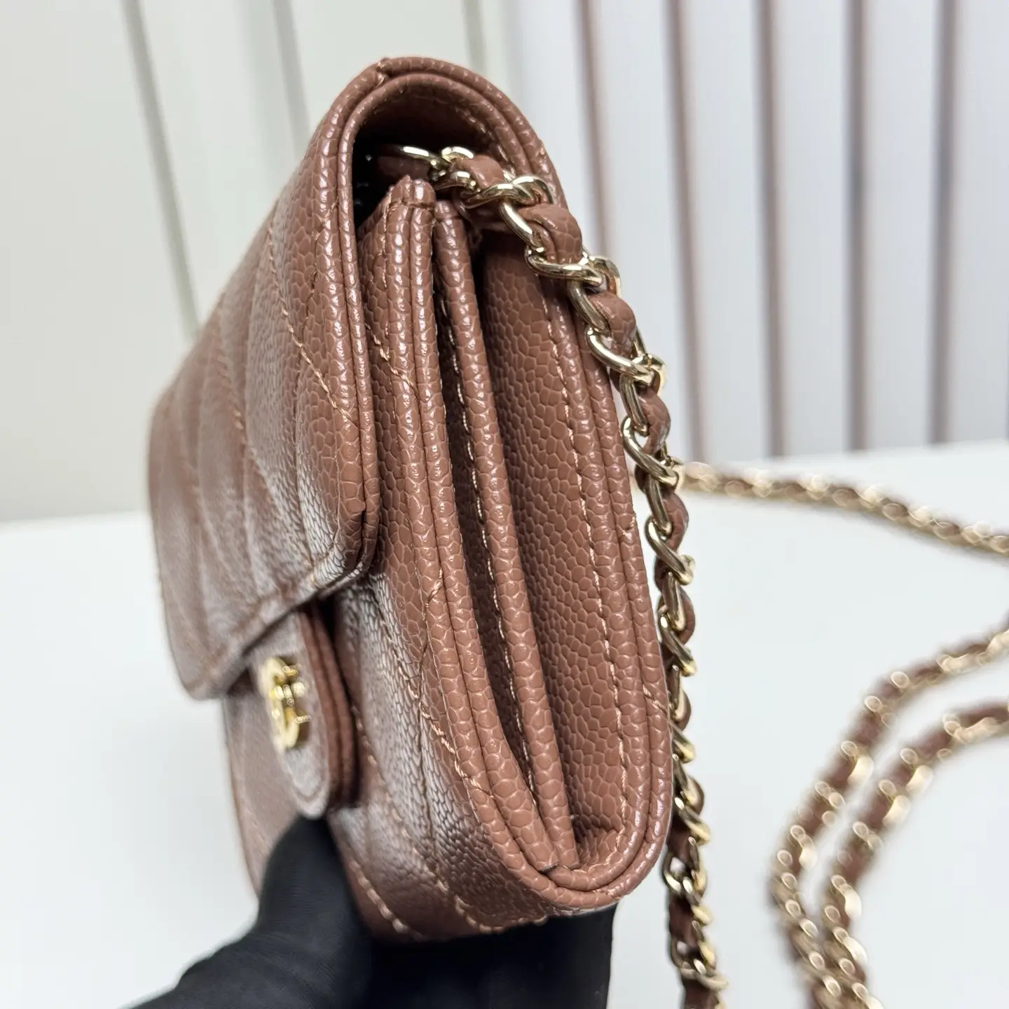 Chanel Chain Wallet Brown