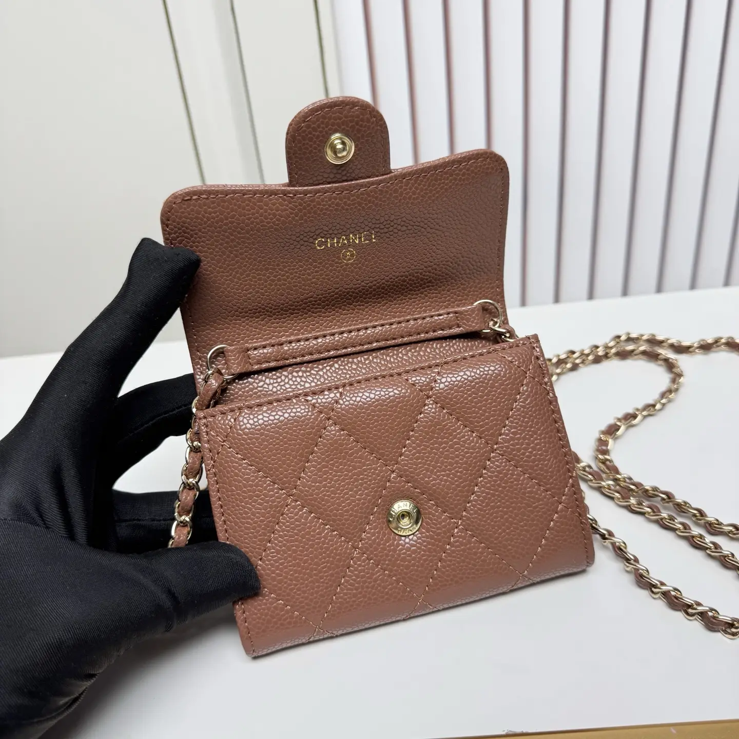 Chanel Chain Wallet Brown