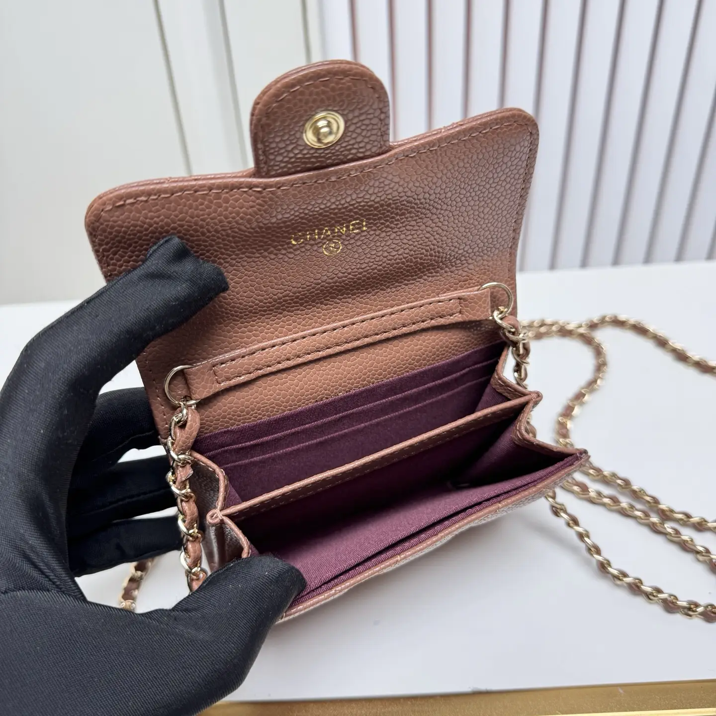 Chanel Chain Wallet Brown