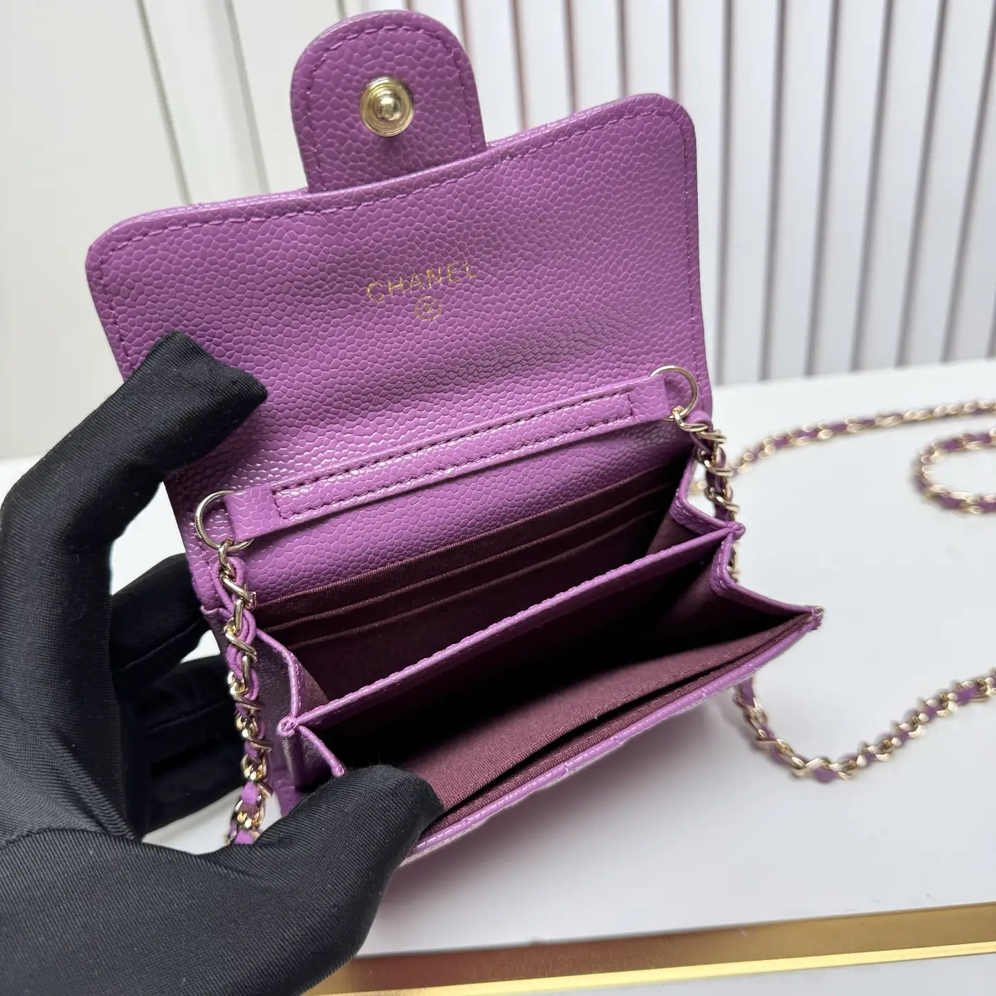 Chanel Chain Wallet Purple