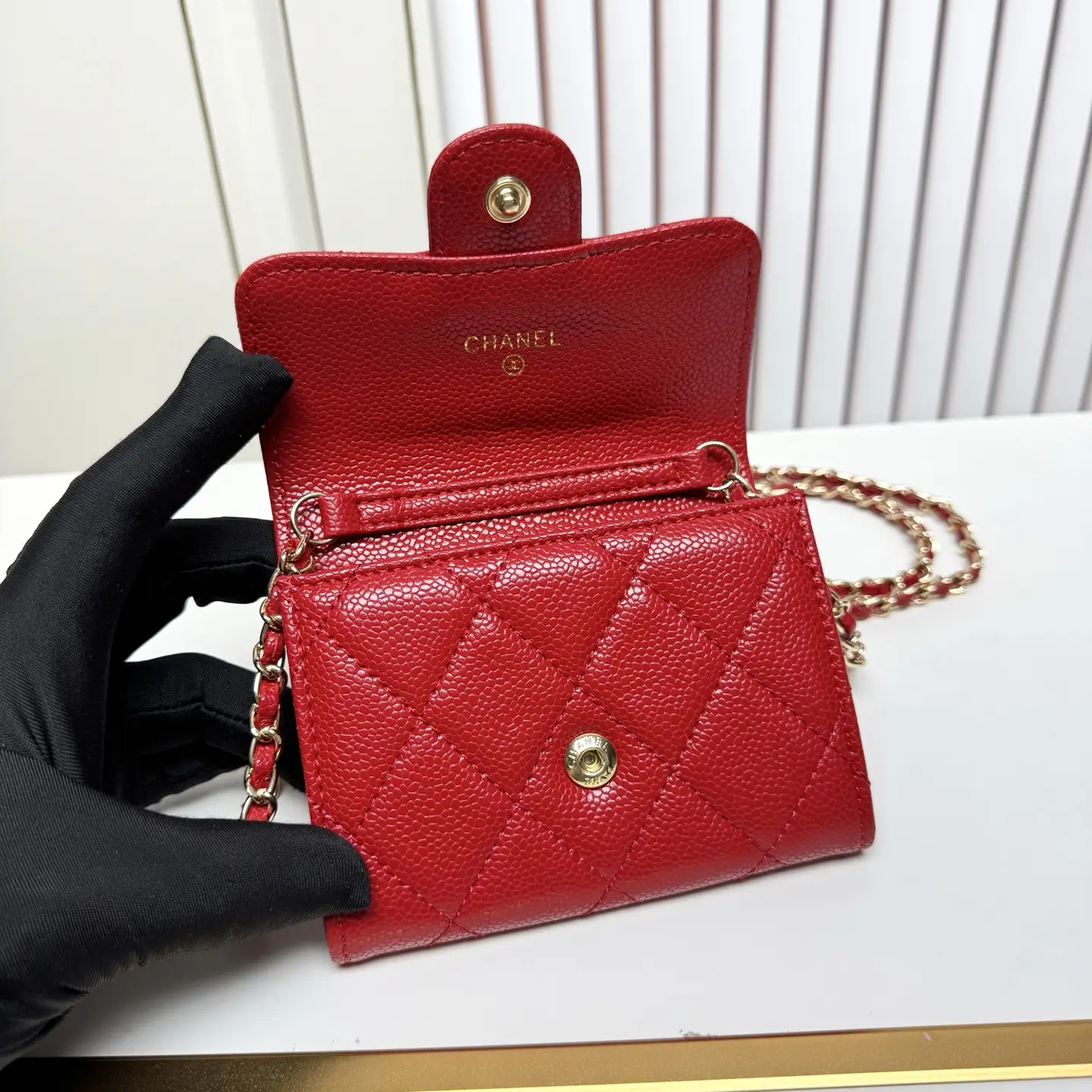Chanel Chain Wallet Red