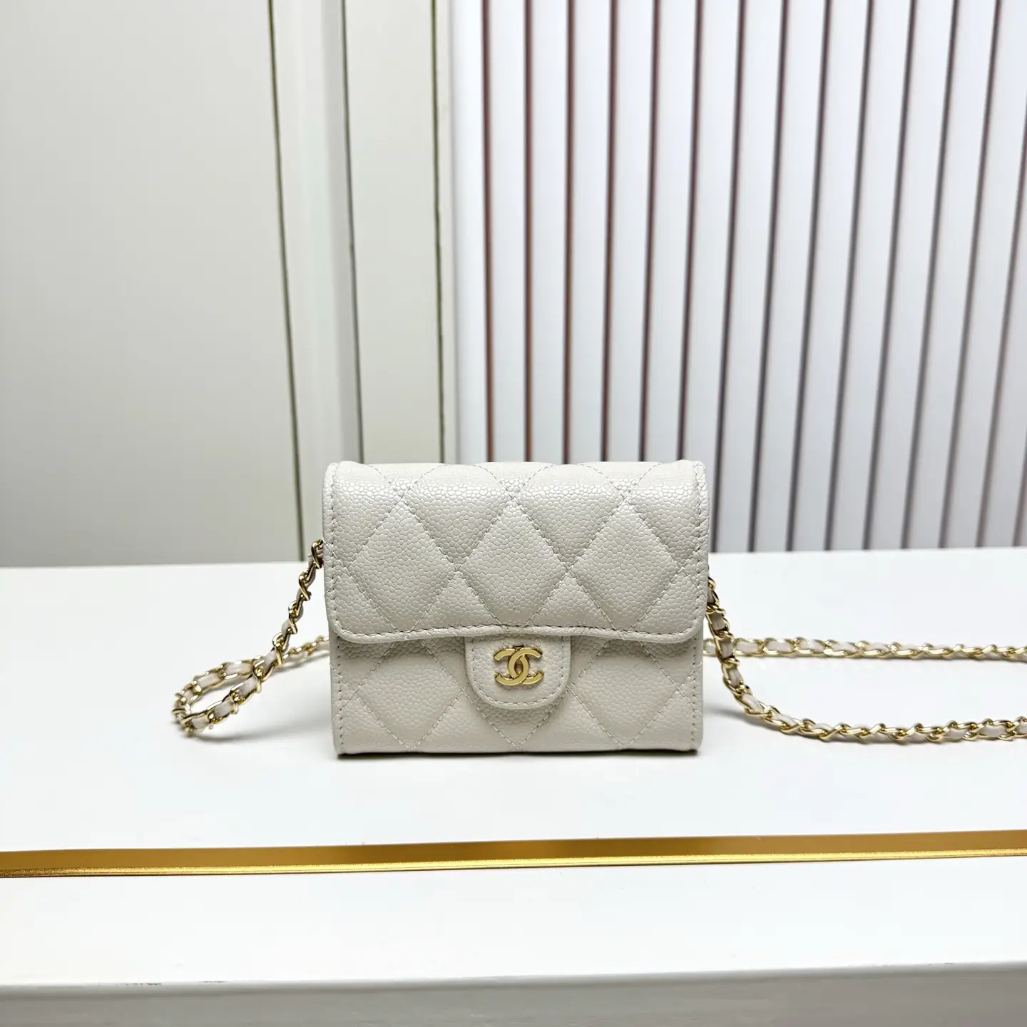 Chanel Chain Wallet White