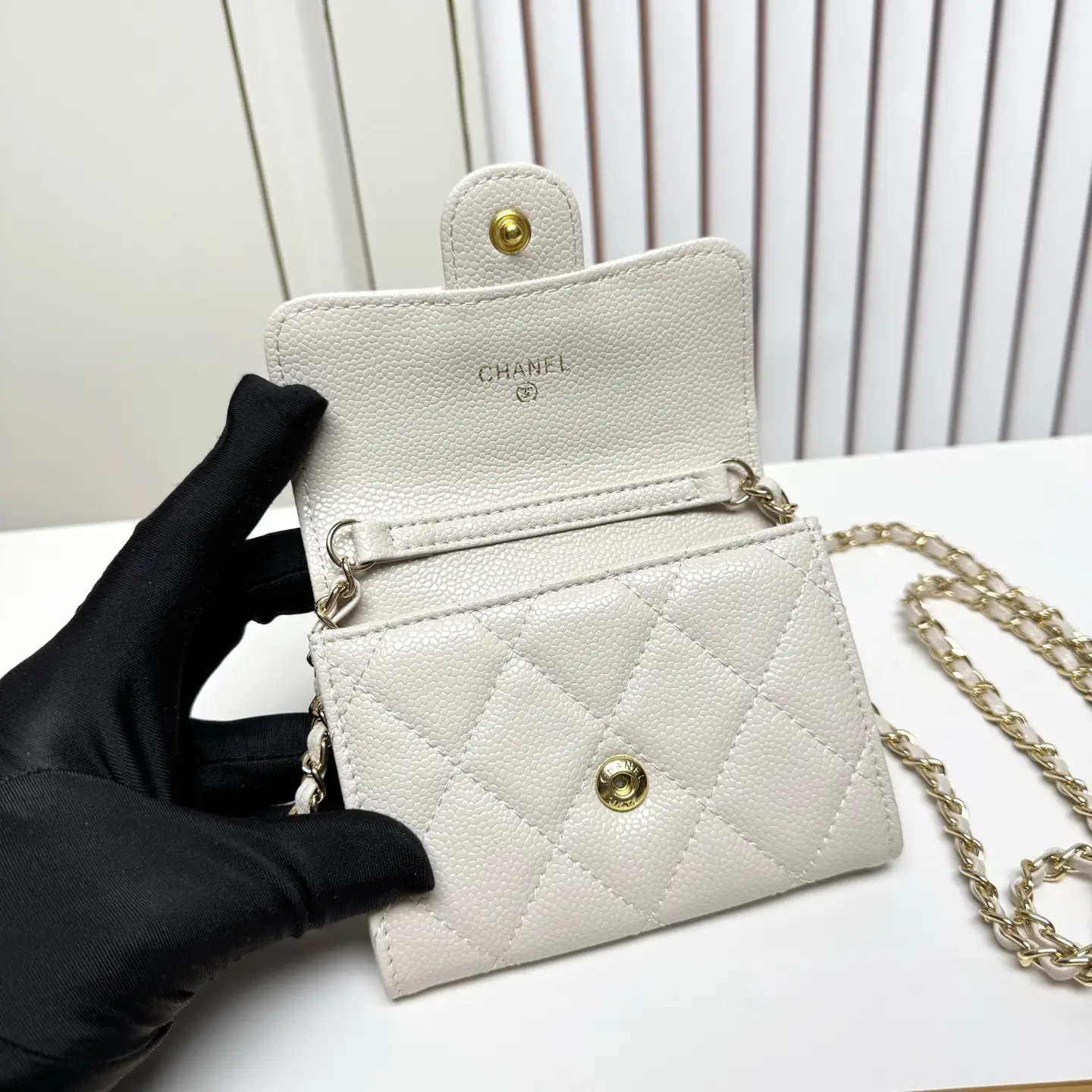 Chanel Chain Wallet White