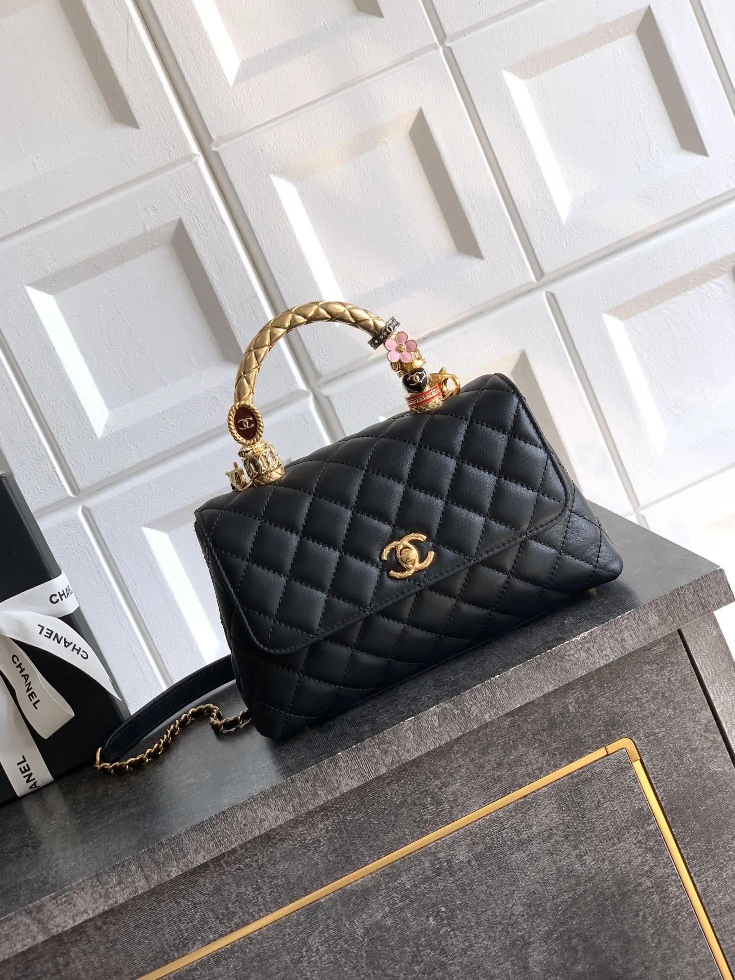 Chanel Coco Ring Handle Bag Black