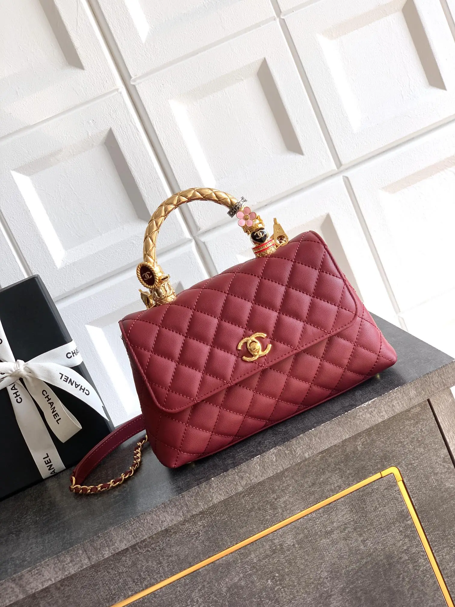 Chanel Coco Ring Handle Bag Red