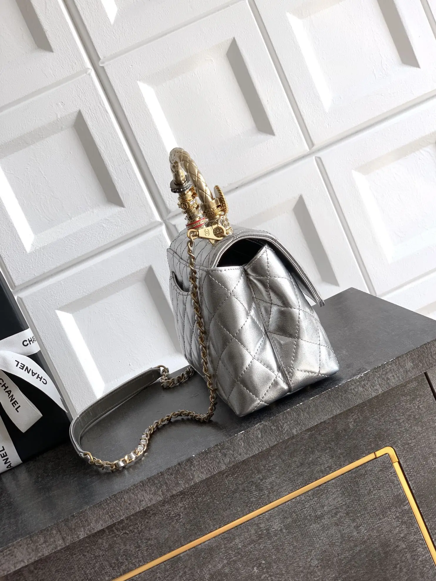 Chanel Coco Ring Handle Bag Silver