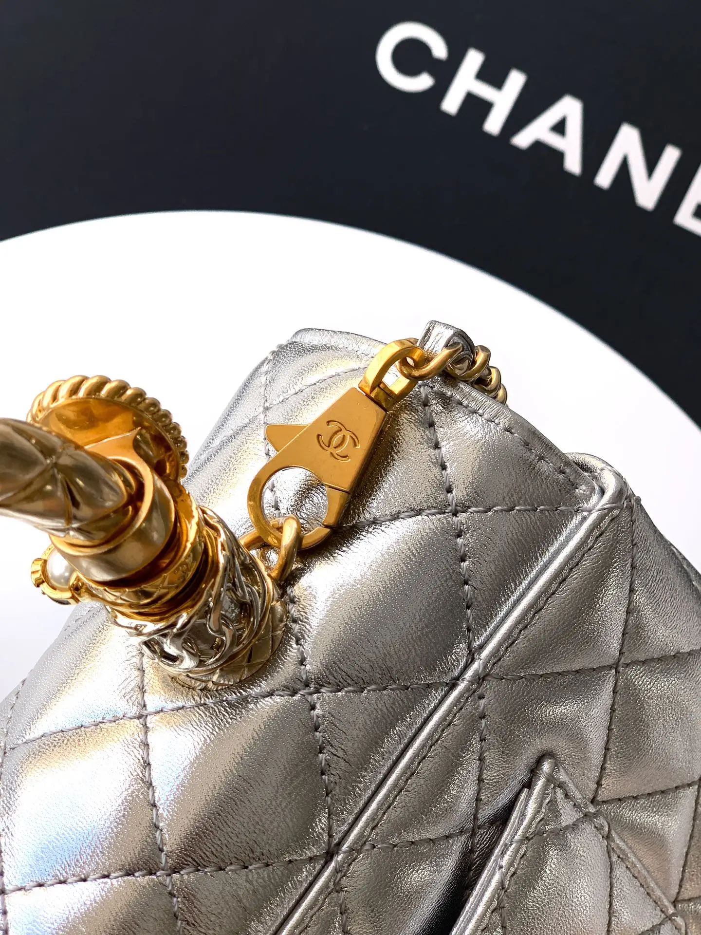 Chanel Coco Ring Handle Bag Silver