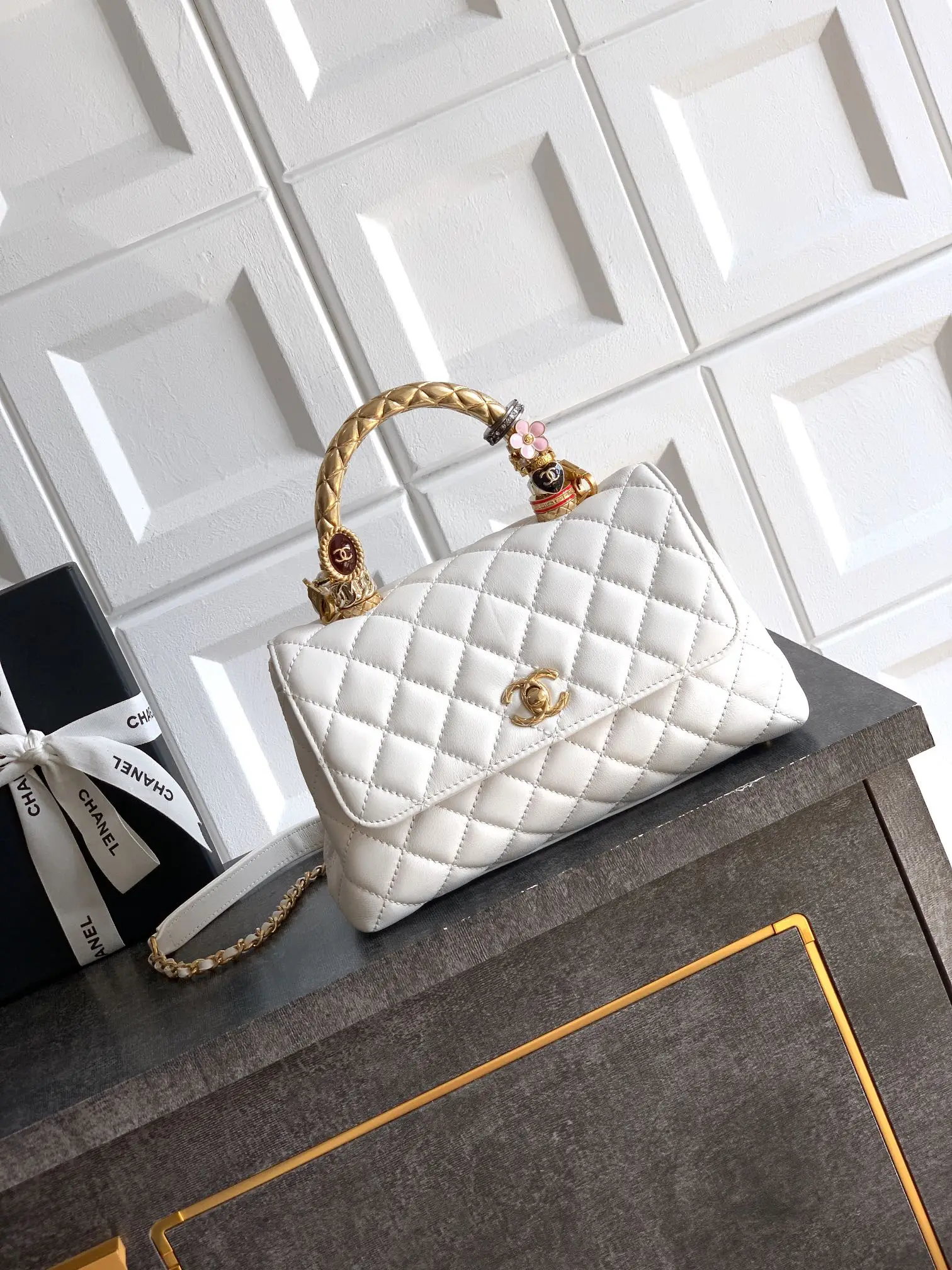 Chanel Coco Ring Handle Bag White