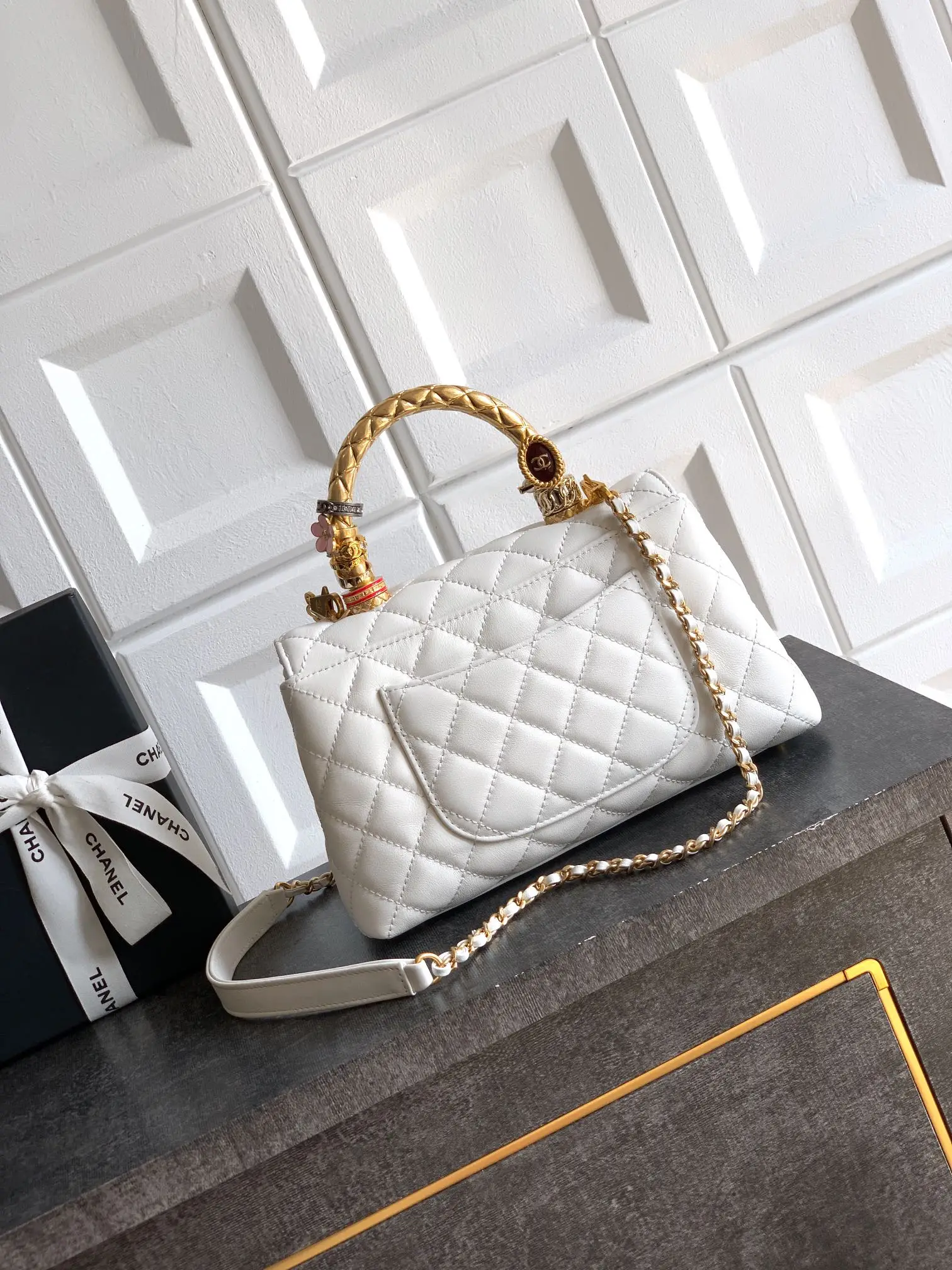 Chanel Coco Ring Handle Bag White