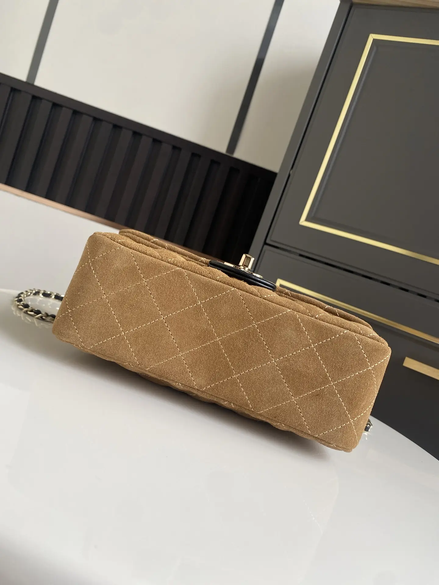 Chanel Handbag with Top Handle AS2431 Brown Suede