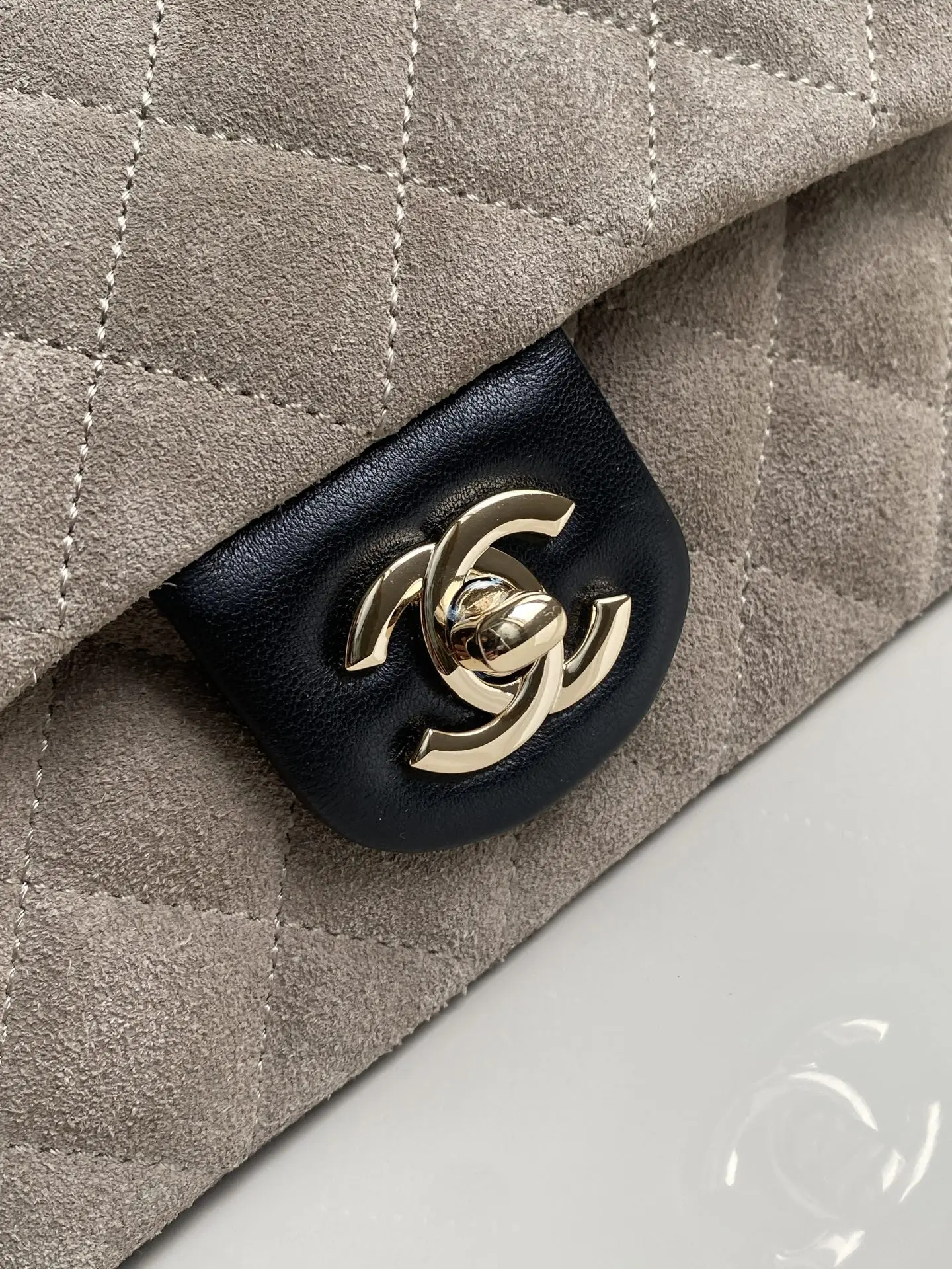 Chanel Handbag with Top Handle AS2431 Gray Suede