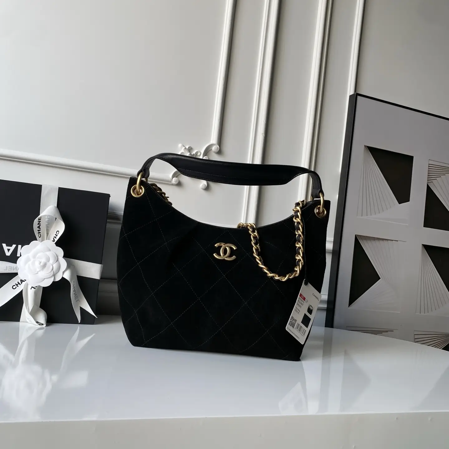 Chanel Hobo Bag AS5970 Suede Black