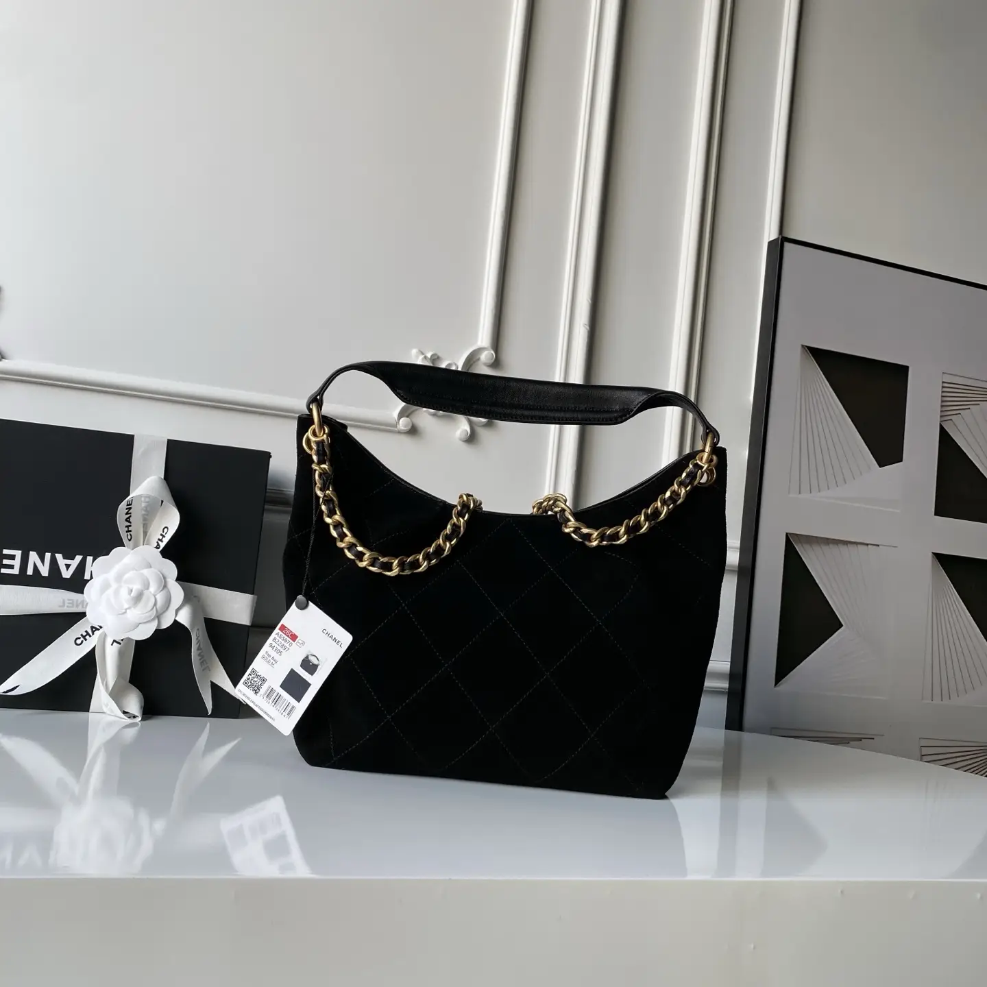 Chanel Hobo Bag AS5970 Suede Black