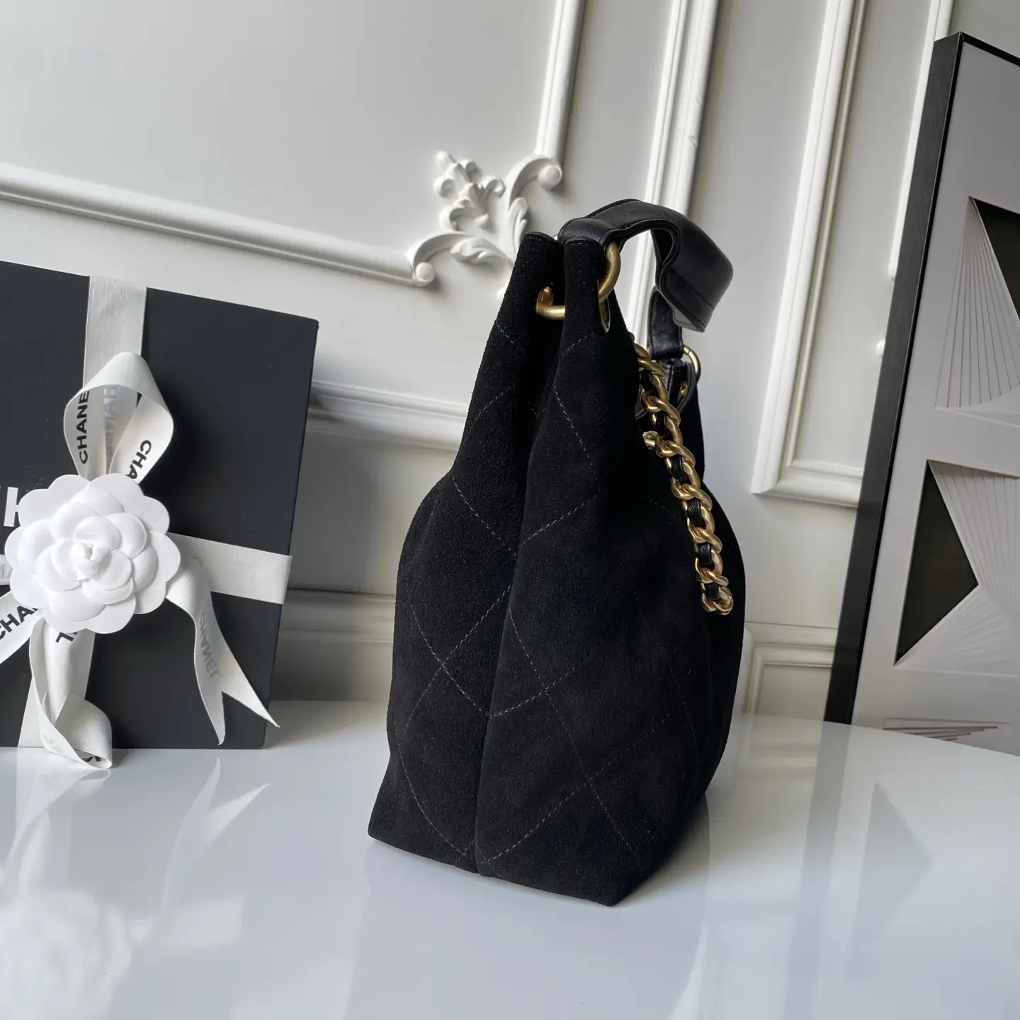 Chanel Hobo Bag AS5970 Suede Black