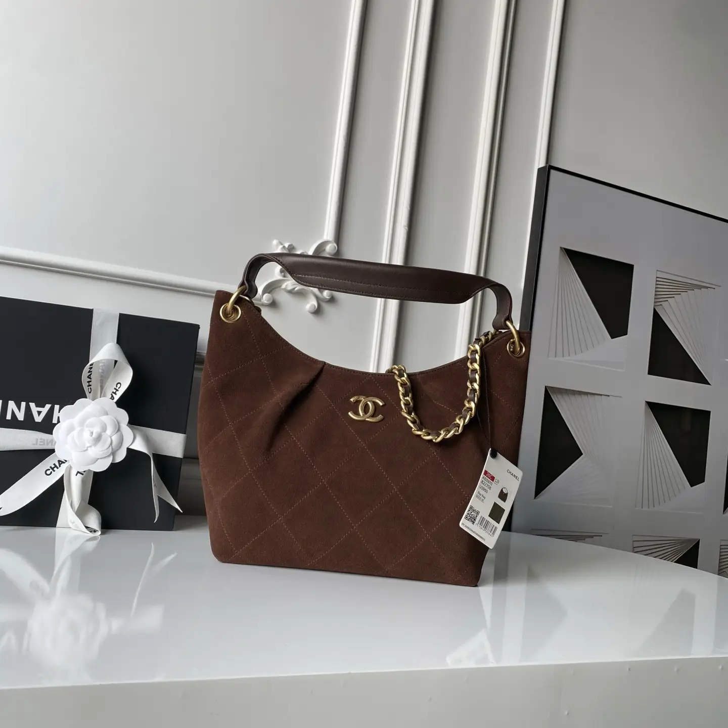 Chanel Hobo Bag AS5970 Suede Dark Brown