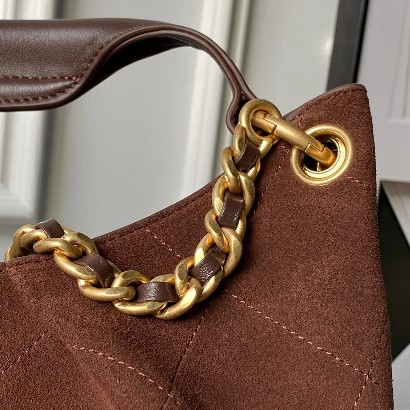 Chanel Hobo Bag AS5970 Suede Dark Brown