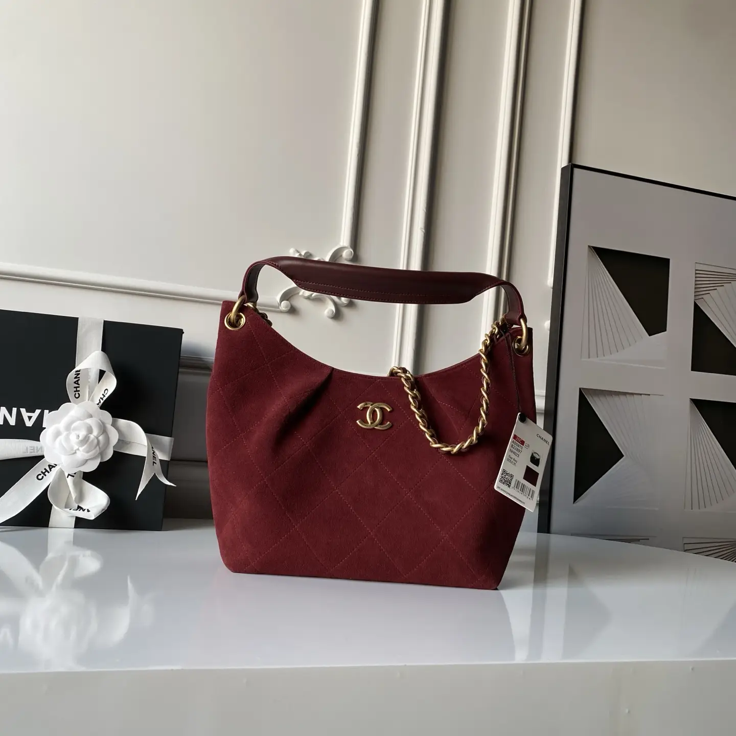 Chanel Hobo Bag AS5970 Suede Red