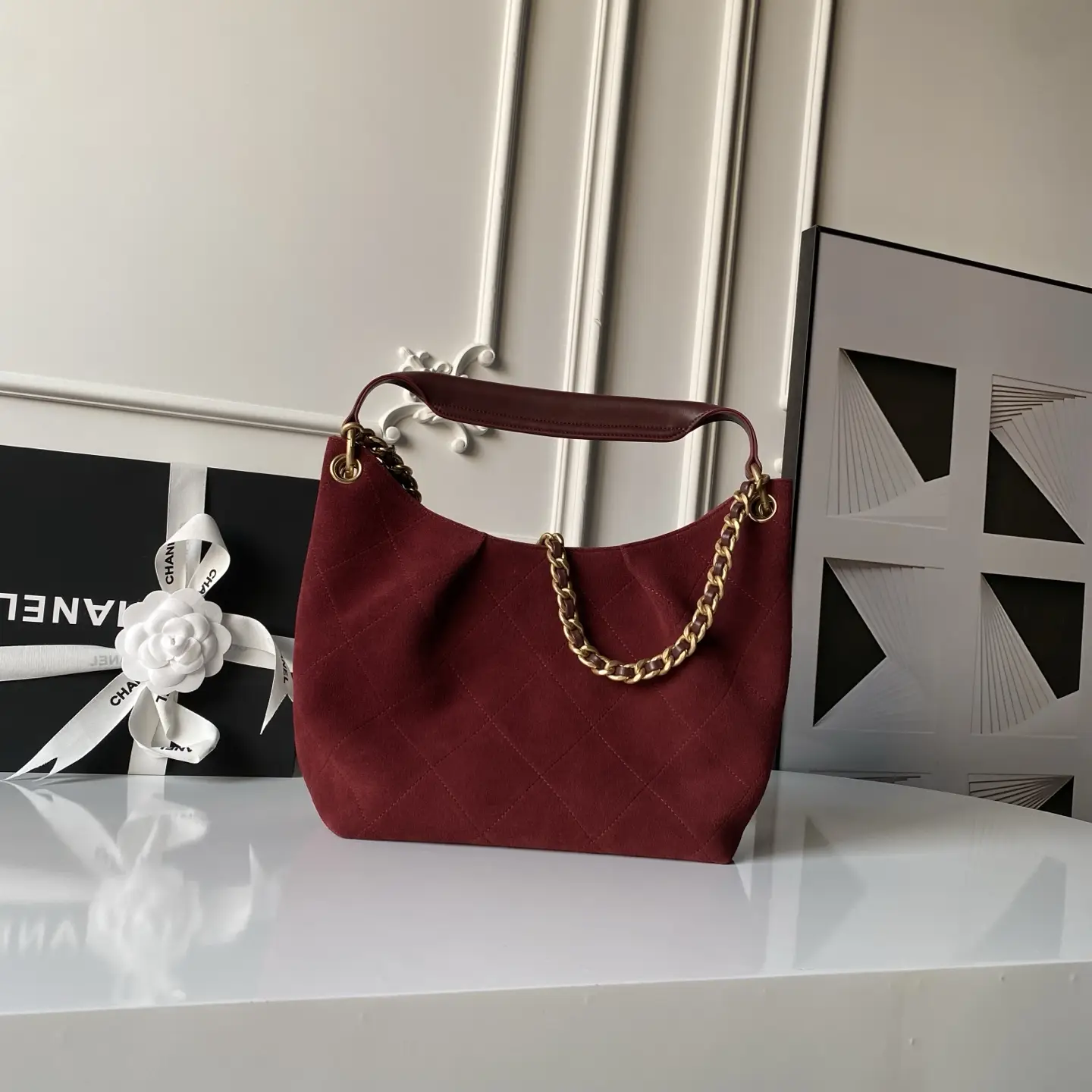 Chanel Hobo Bag AS5970 Suede Red