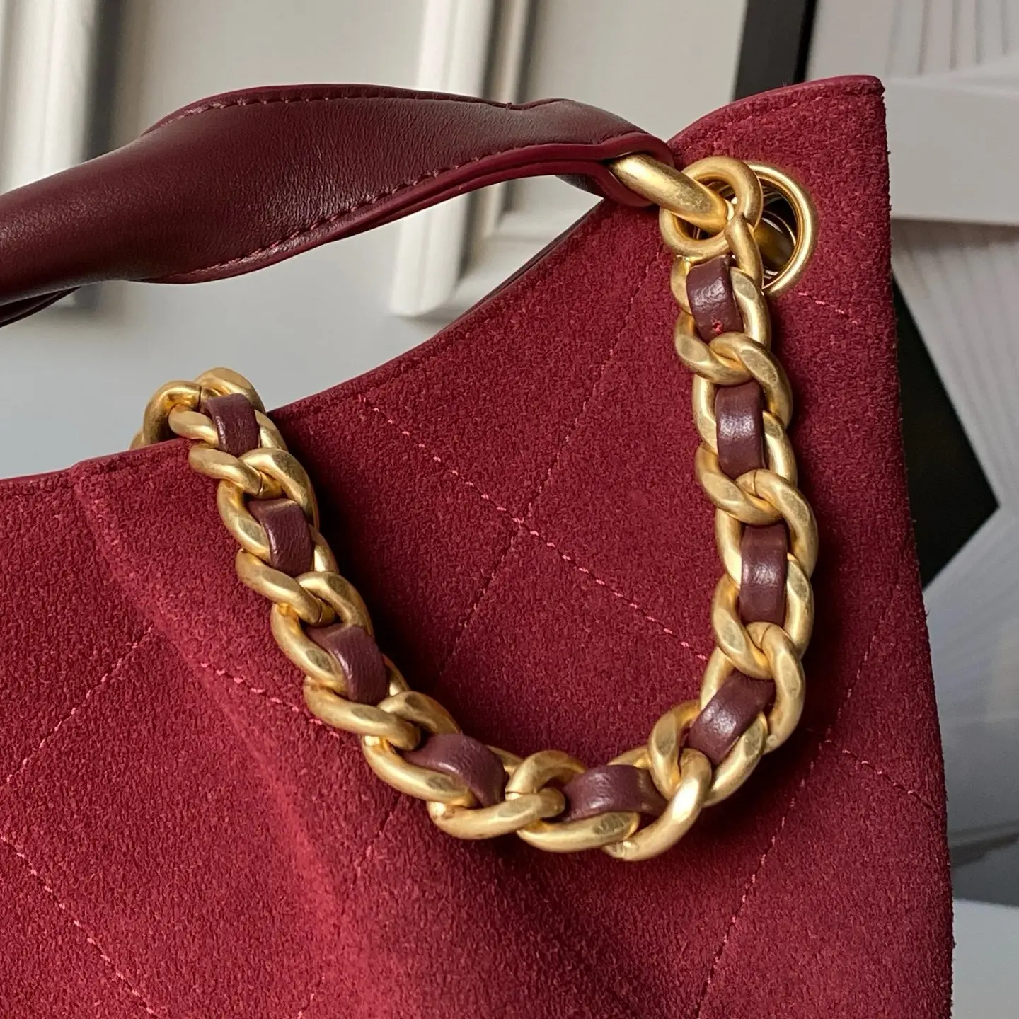 Chanel Hobo Bag AS5970 Suede Red