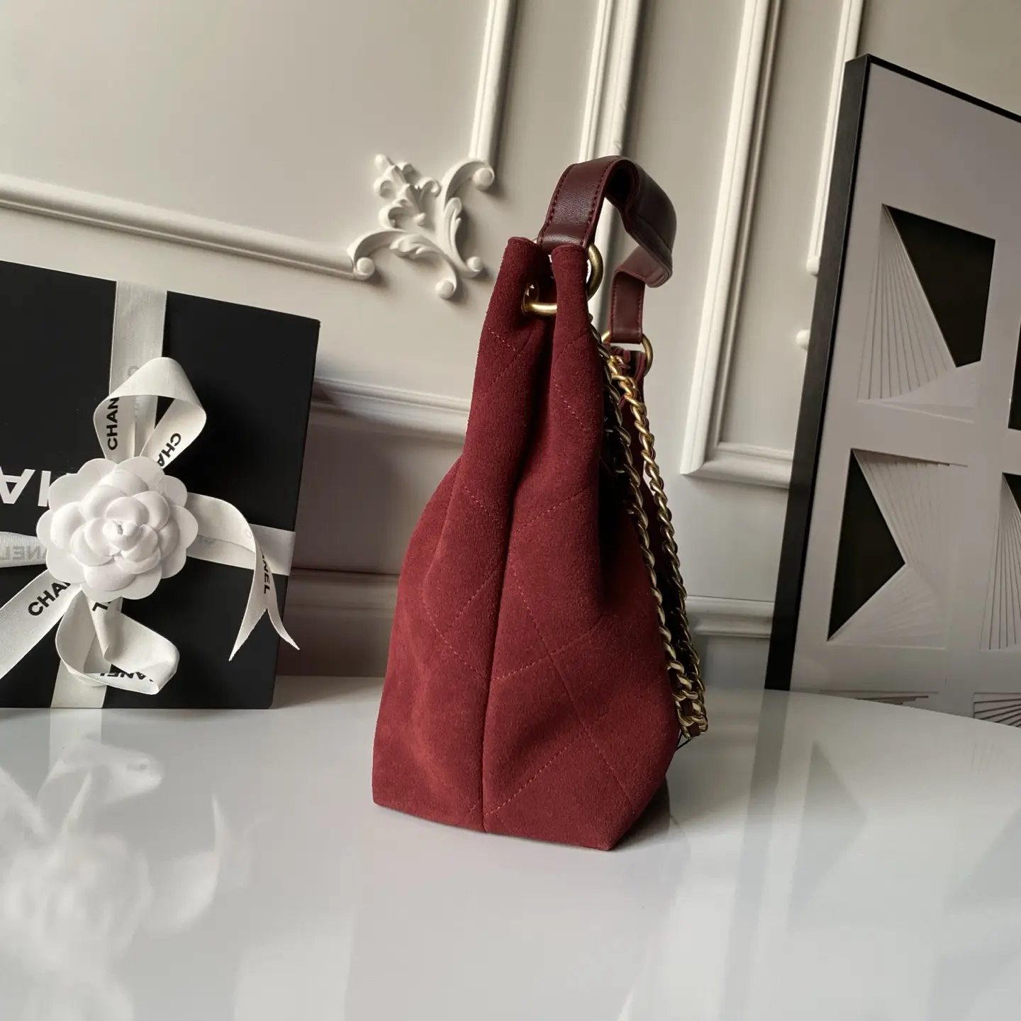 Chanel Hobo Bag AS5970 Suede Red