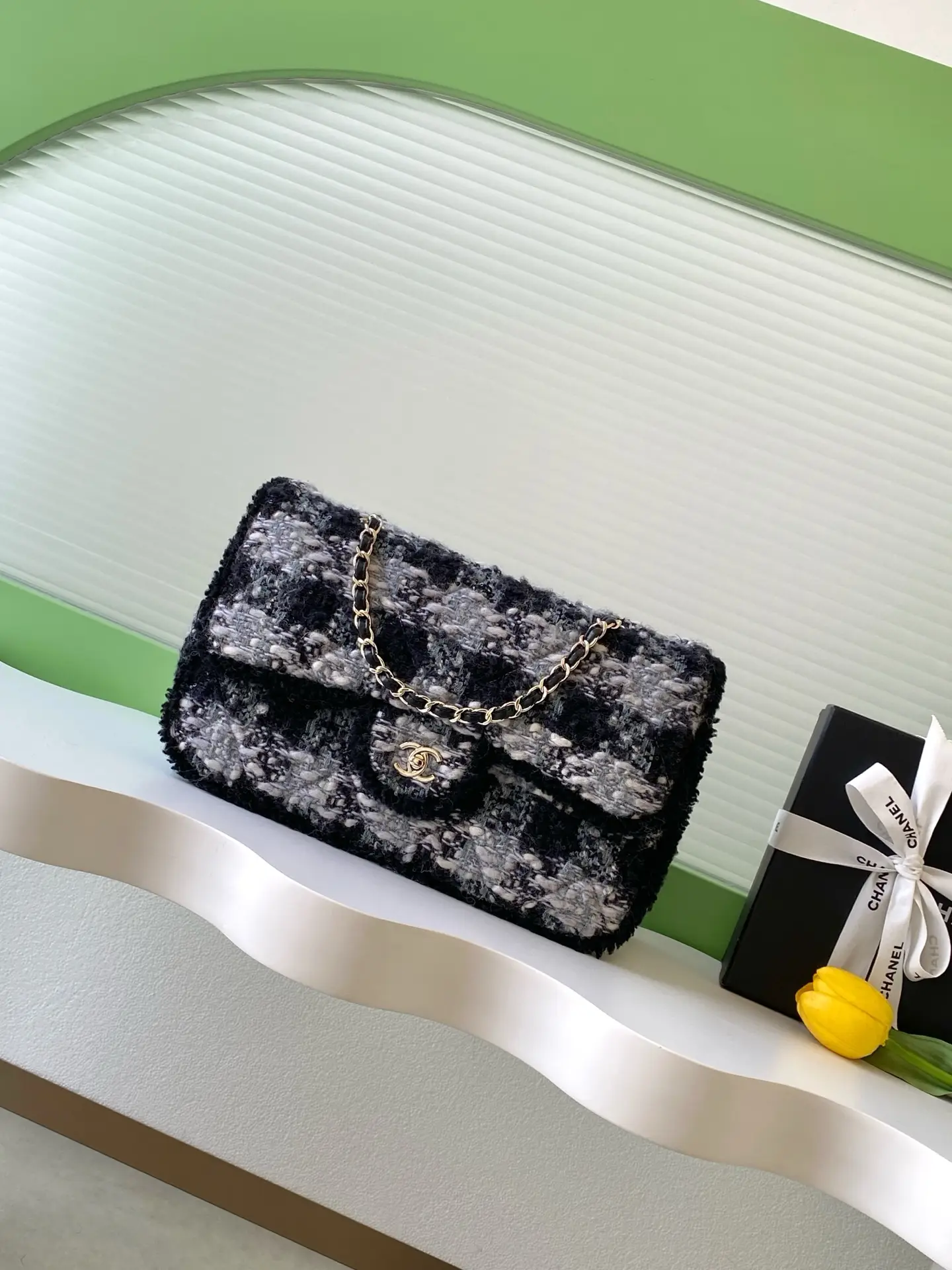 Chanel Maxi Flap Bag Tweed AS5687 Black