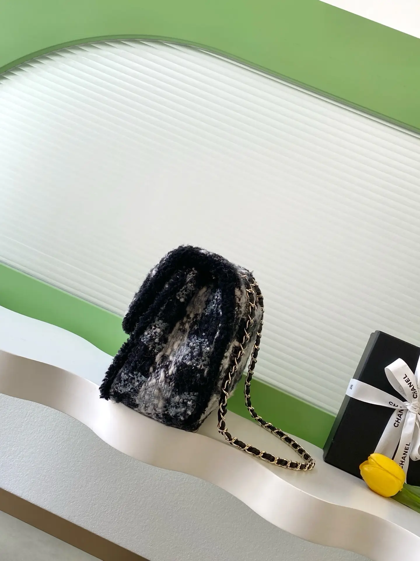 Chanel Maxi Flap Bag Tweed AS5687 Black