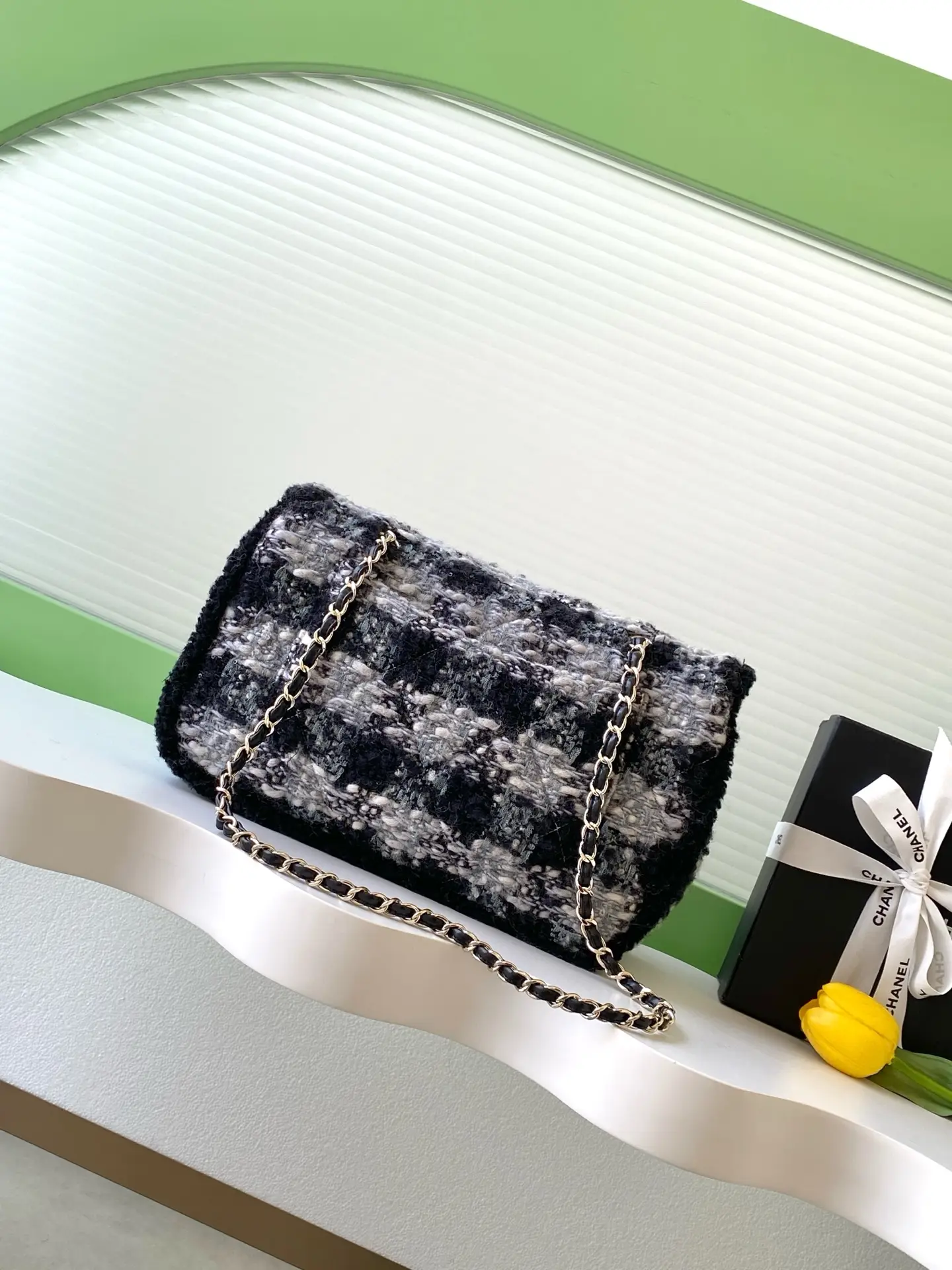 Chanel Maxi Flap Bag Tweed AS5687 Black