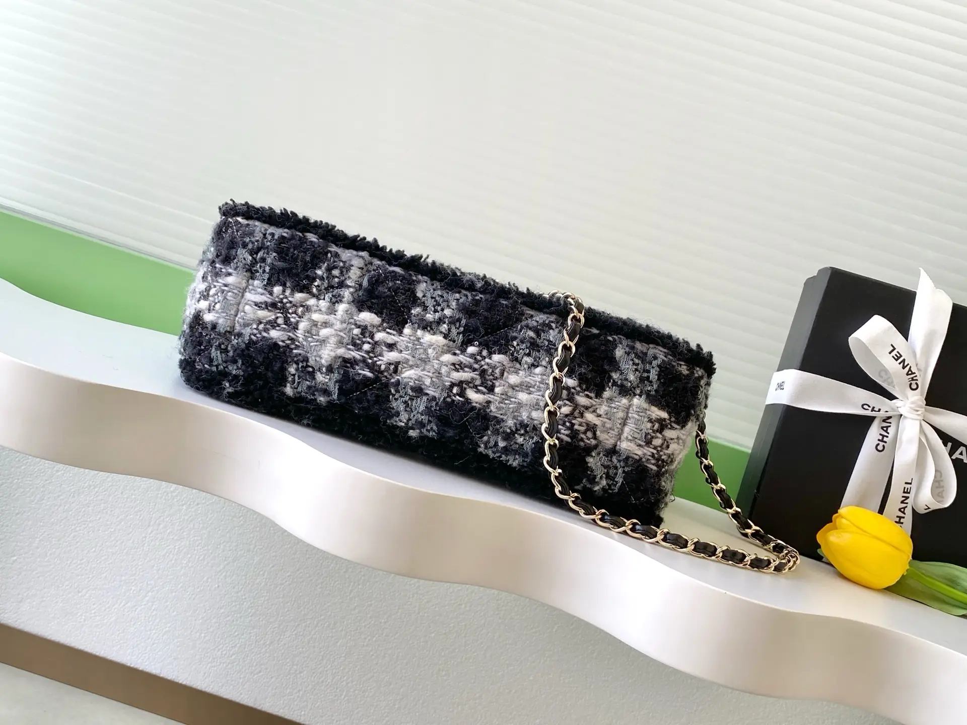 Chanel Maxi Flap Bag Tweed AS5687 Black