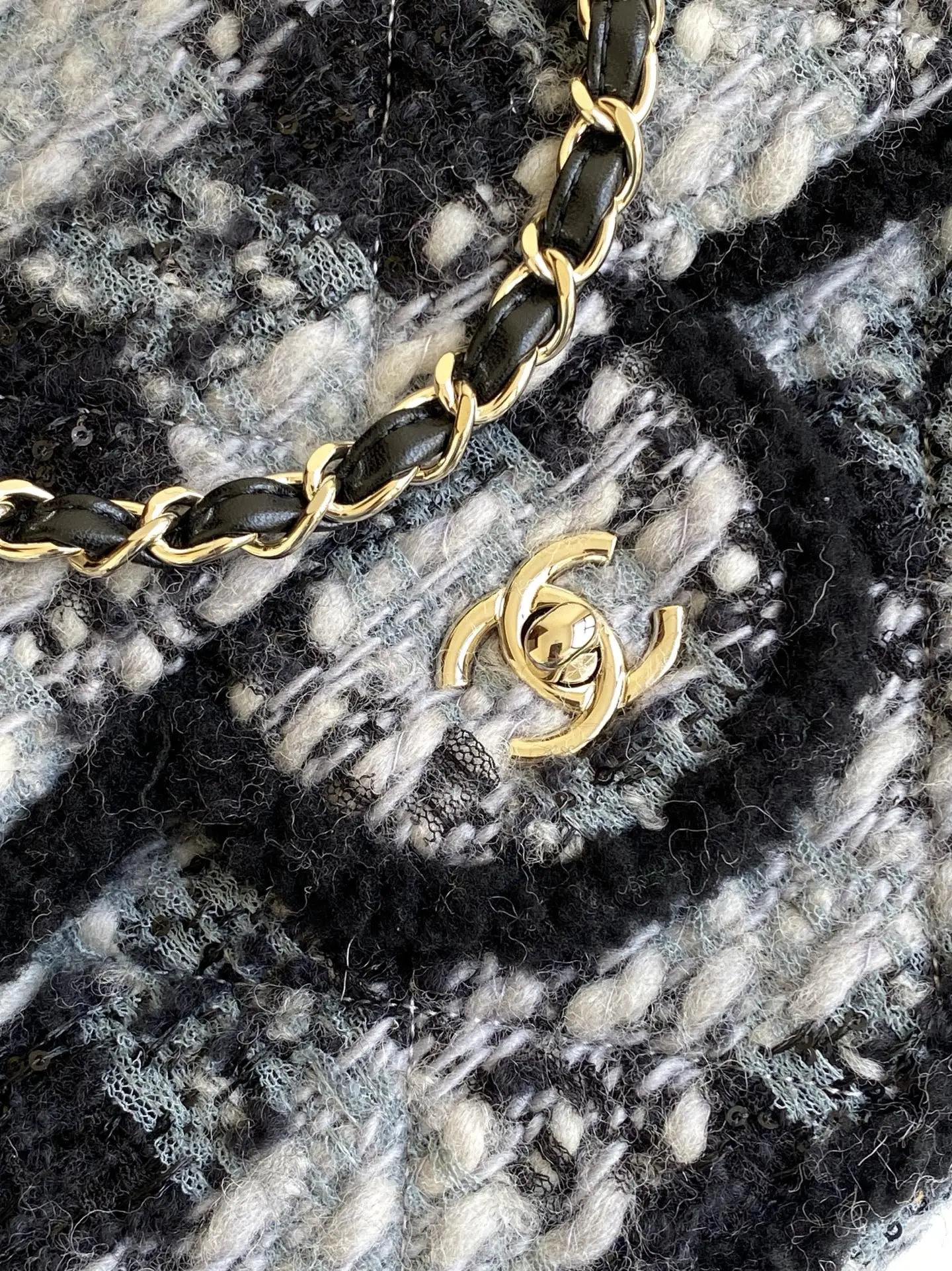 Chanel Maxi Flap Bag Tweed AS5687 Black