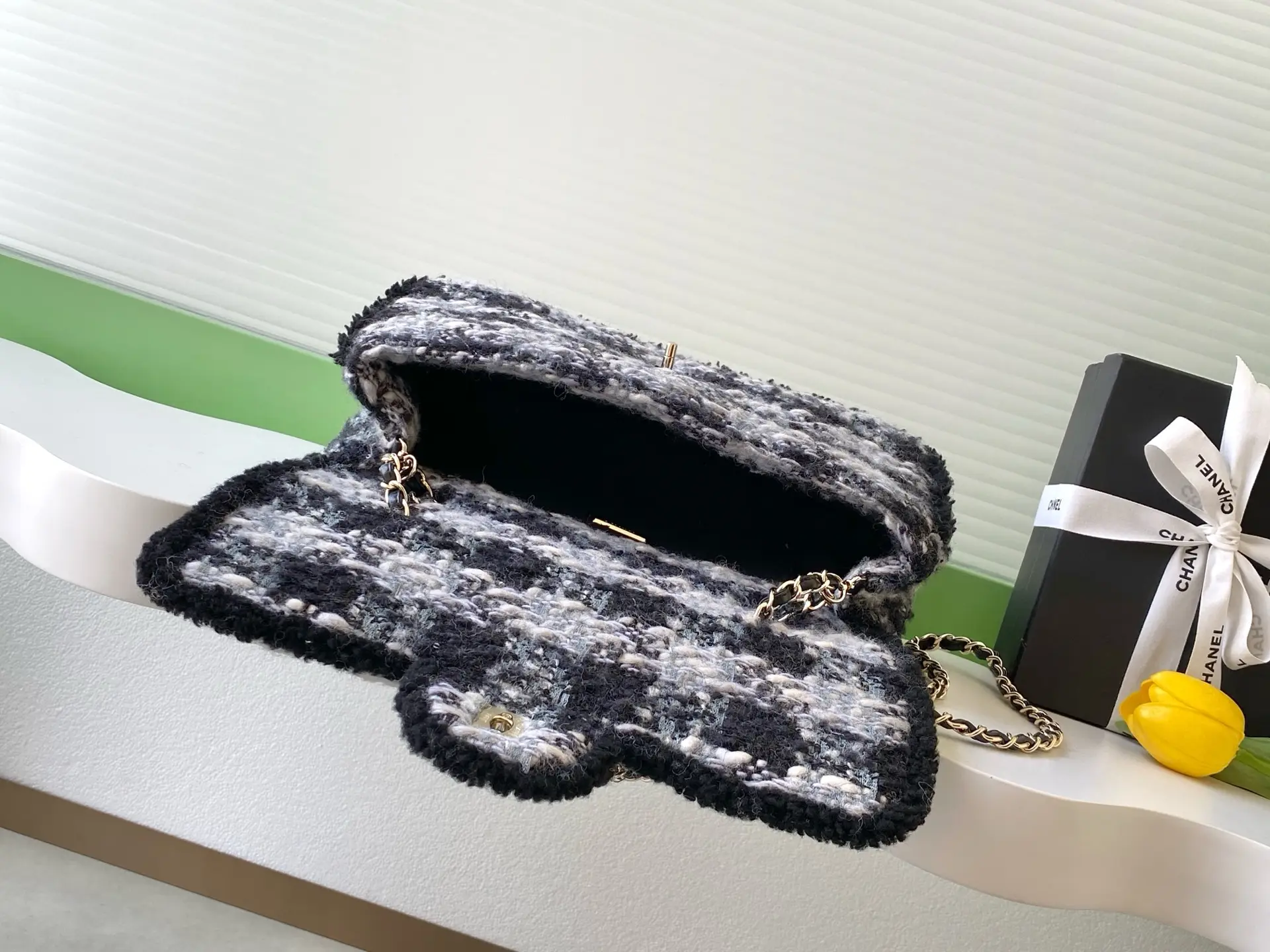 Chanel Maxi Flap Bag Tweed AS5687 Black