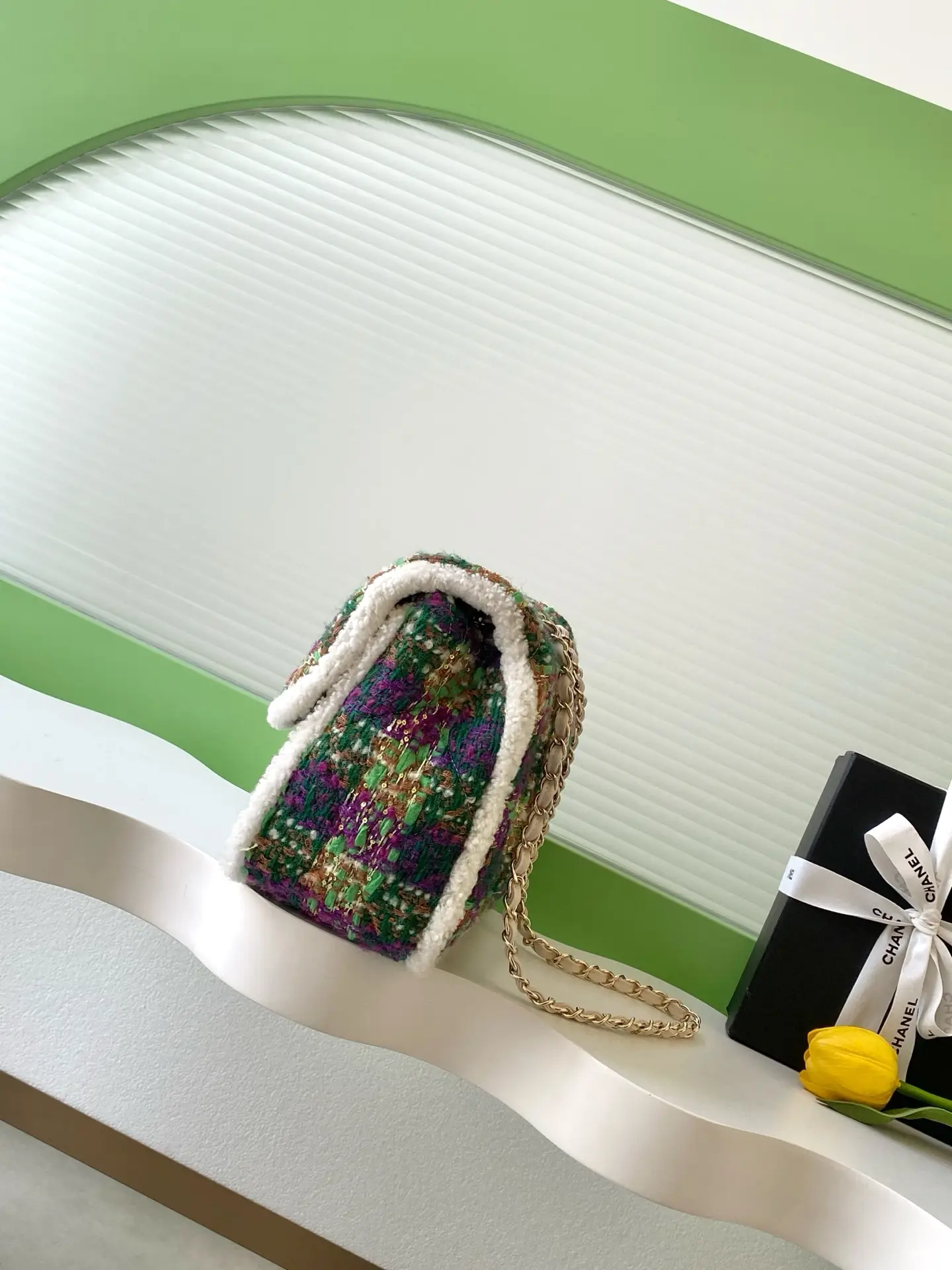 Chanel Maxi Flap Bag Tweed AS5687 Green